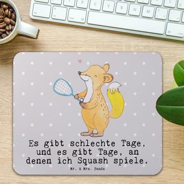 Mr. & Mrs. Panda Mauspad Fuchs Squash spielen - Grau Pastell - Geschenk, PC Zubehör, Auszeichn (1-St), Made in Germany
