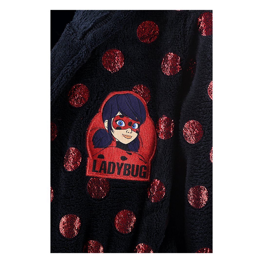 Ladybug Mädchen Fleece, für cm Gr. Kapuze, mit Kinderbademantel, Bindegürtel, mit Kapuze Miraculous - 98-128