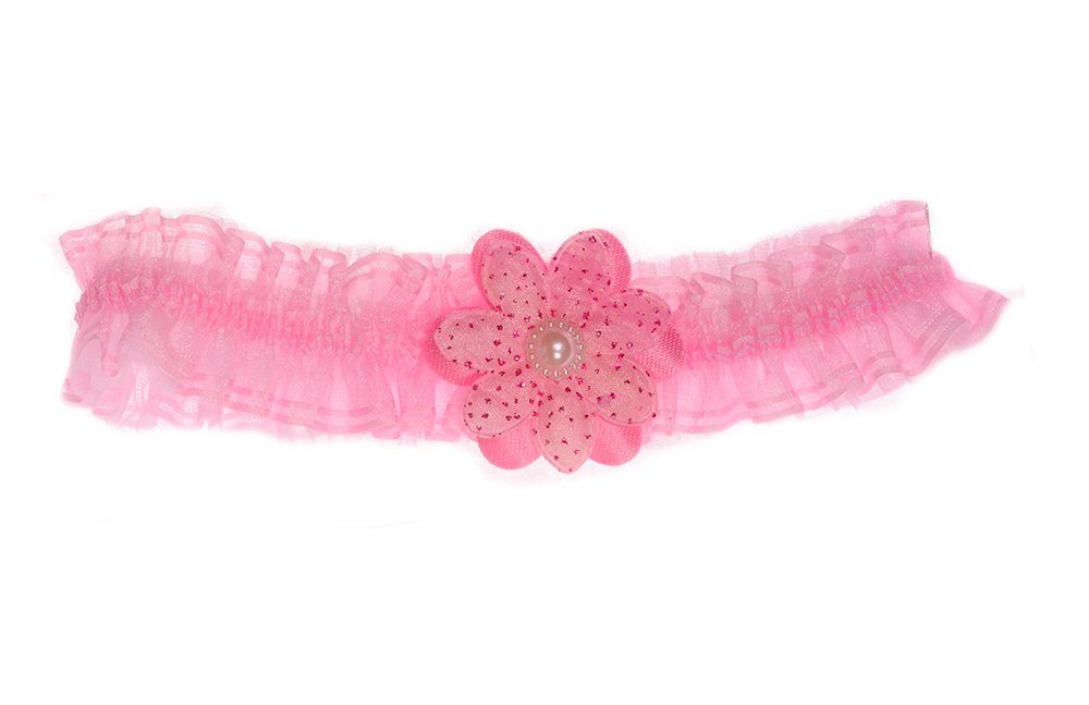 La Bortini Stirnband Kopfband für Babys und Kinder in Weiß Rosa mit Blume