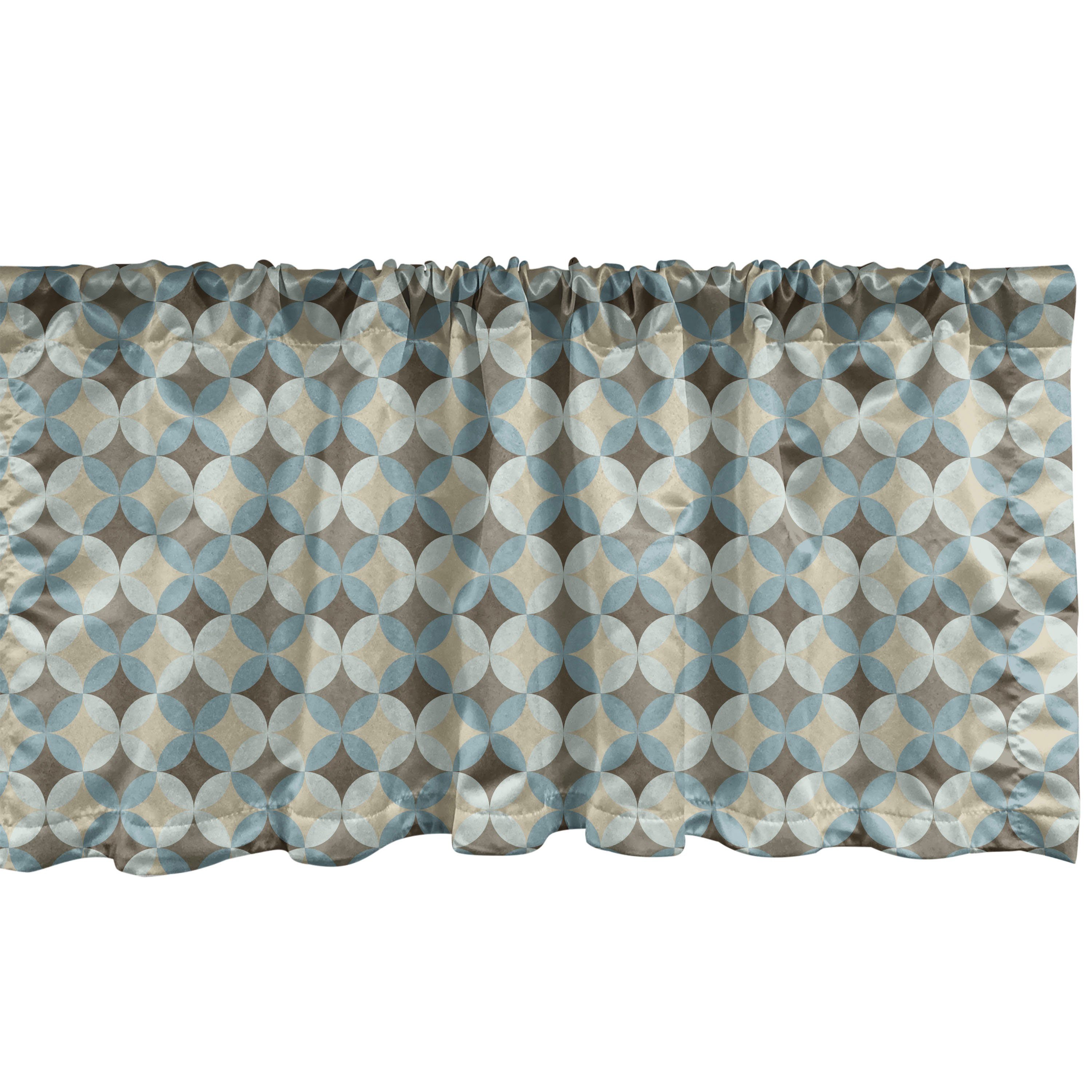 Scheibengardine Vorhang Volant für Küche Schlafzimmer Dekor mit Stangentasche, Abakuhaus, Microfaser, Geometrisch Round Floral Kreise
