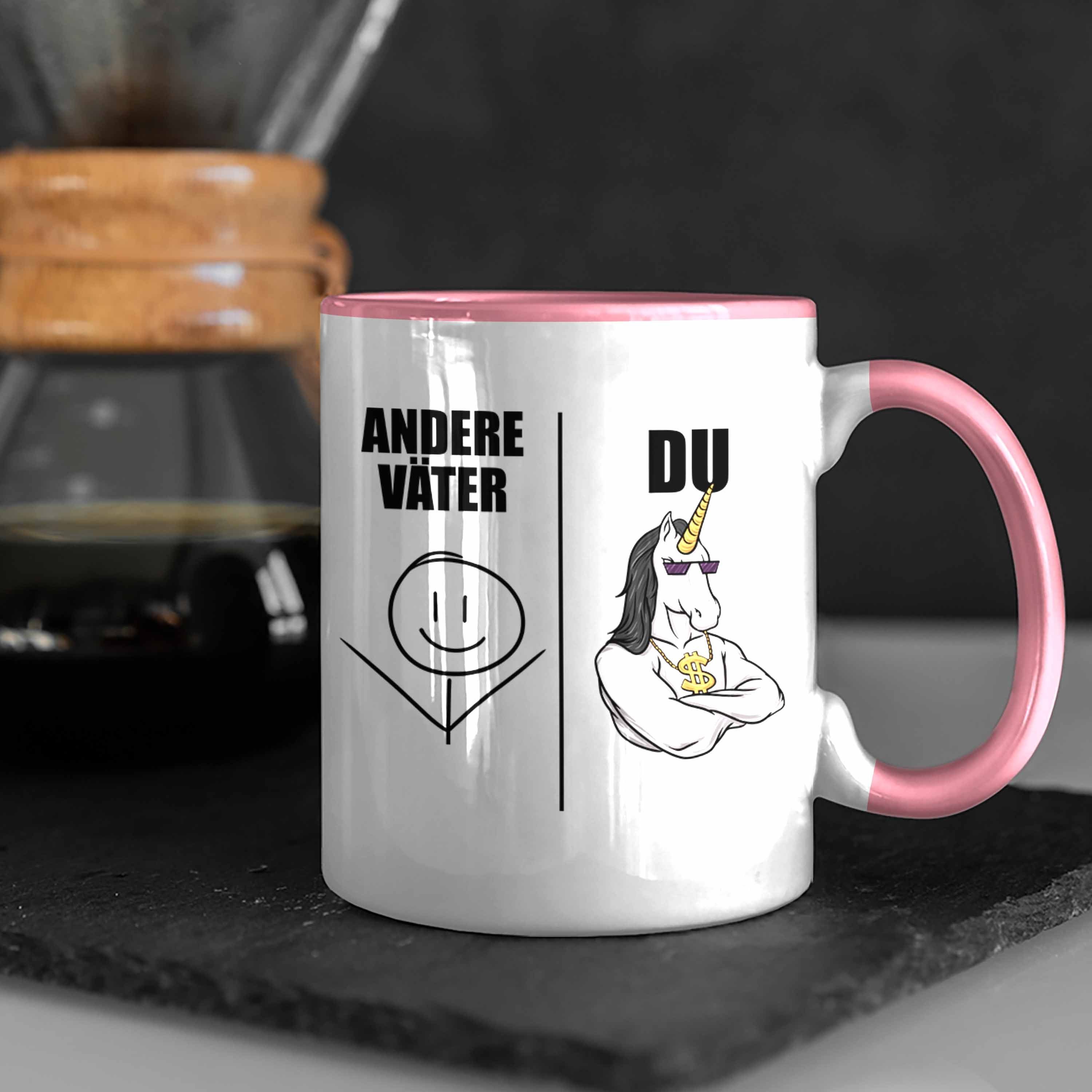 von Papa Bester Rosa Tasse Geschenkidee Vatertag für Vater Trendation mit - Sohn Spruch Tasse Kaffeetasse Trendation Geschenk