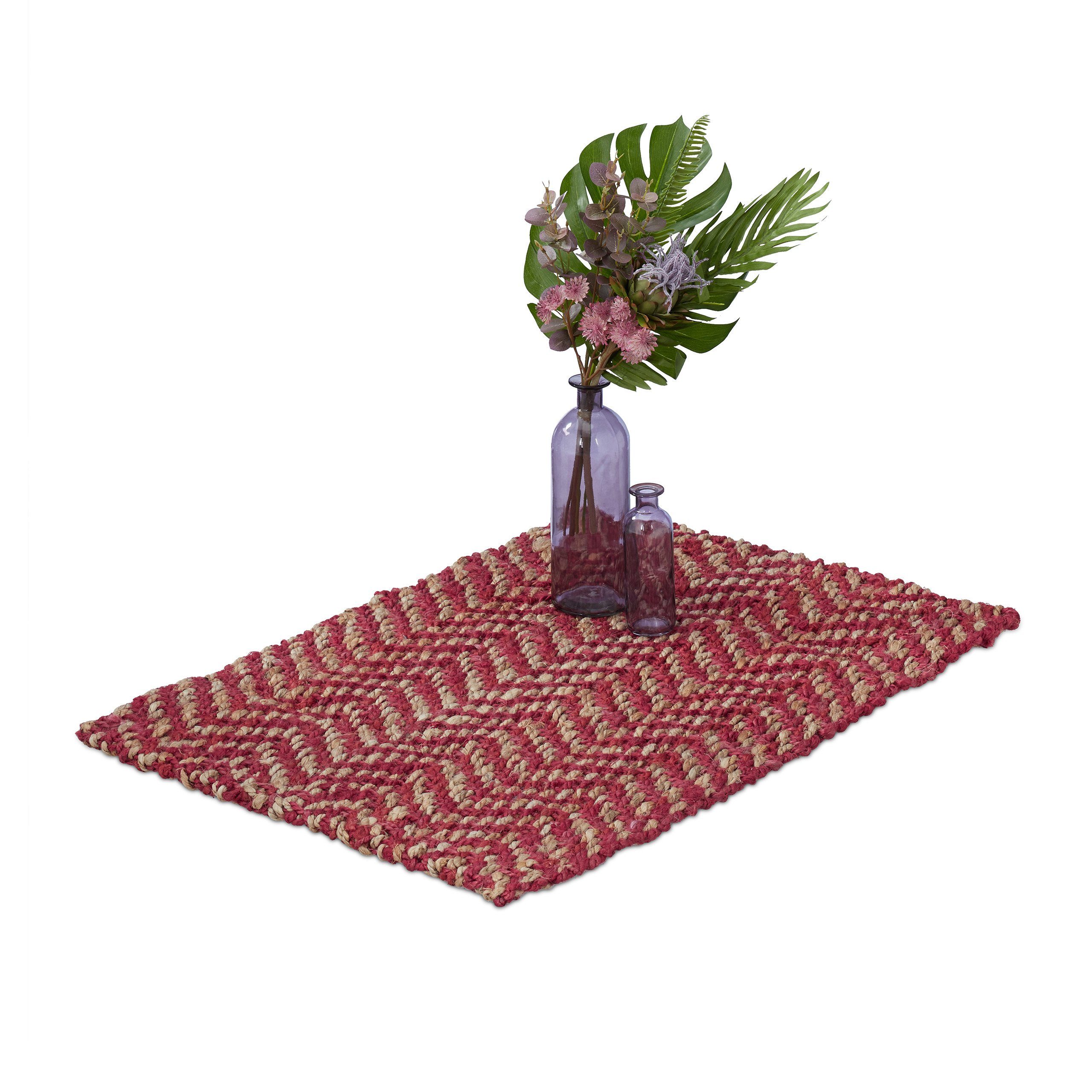 relaxdays Teppich Jute Teppich 60x90 cm, Höhe: 10 mm günstig online kaufen