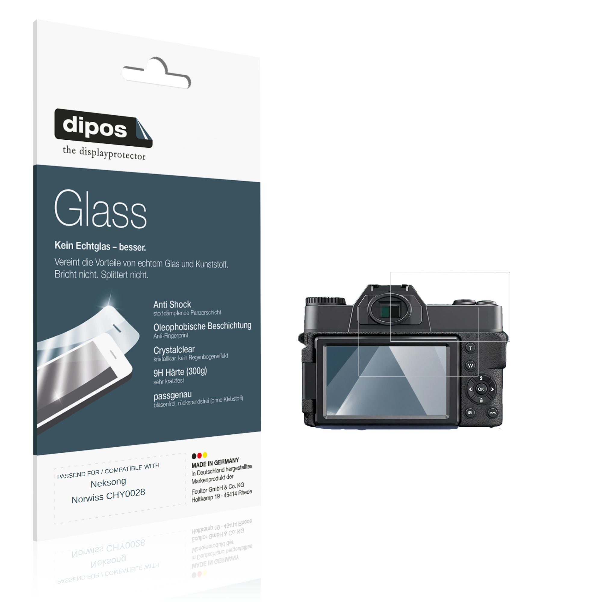 dipos Displayschutzfolie Schutzfolie für Neksong Norwiss CHY0028, 2 Stück, Displayschutz Schutz Folie Made in Germany