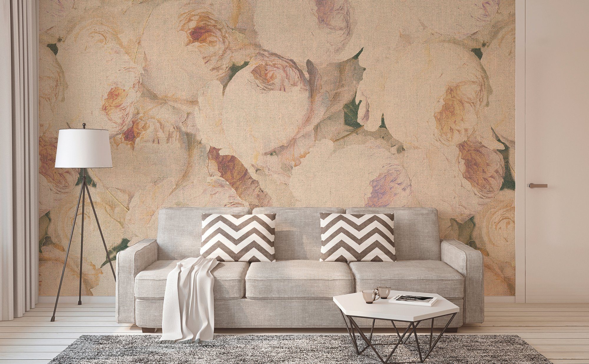 Architects Paper Fototapete Atelier 47 Vlies, Flowers St), glatt, Schräge, floral, 1, rosa/creme/beige Wand, Decke (4