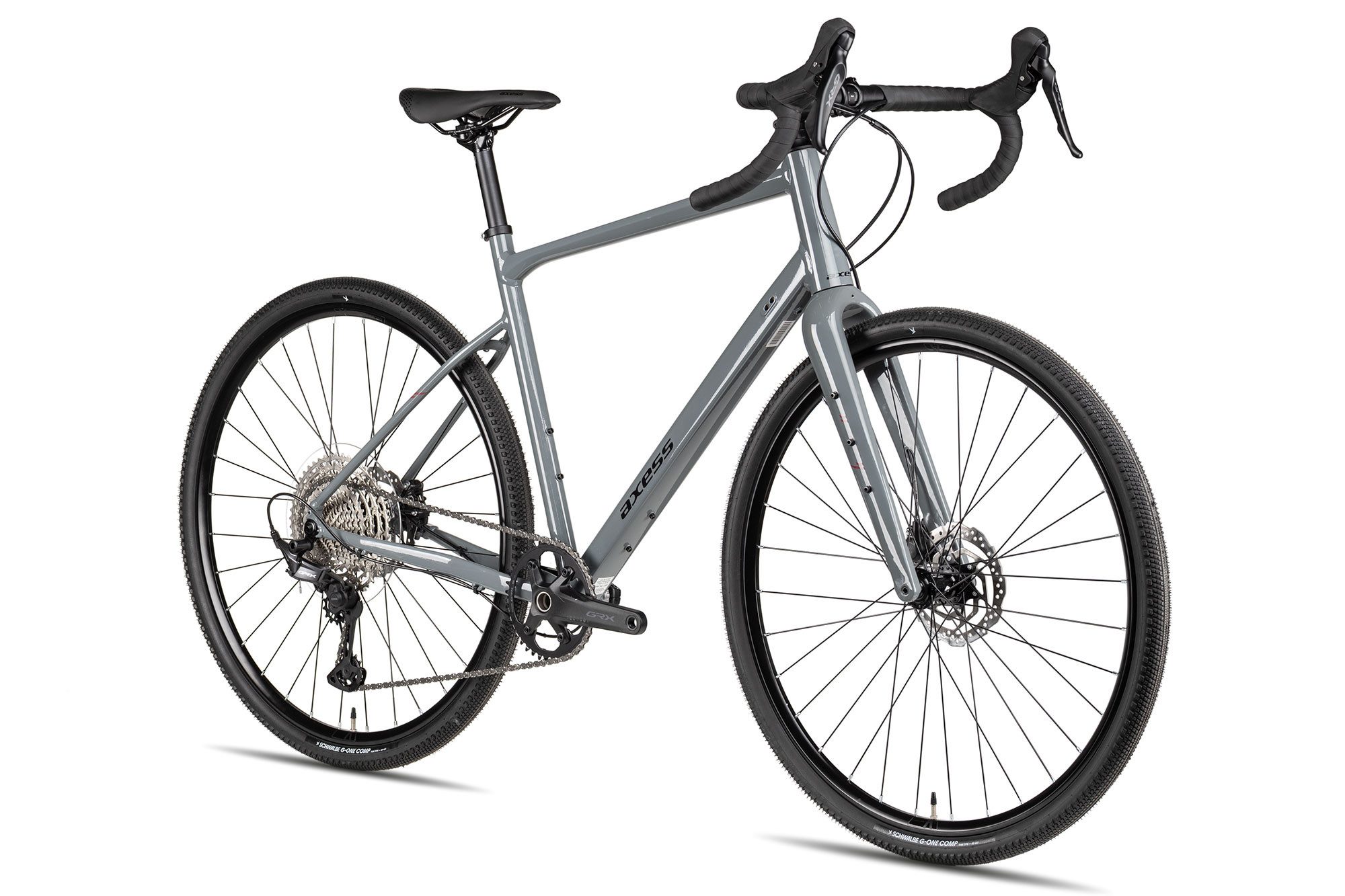 Axess Gravelbike CREED ADV, 12 Gang Shimano GRX RD-RX822, 12-Speed, Shadow Plus Schaltwerk, Kettenschaltung, hydraulische Scheibenbremse schwarz/grau