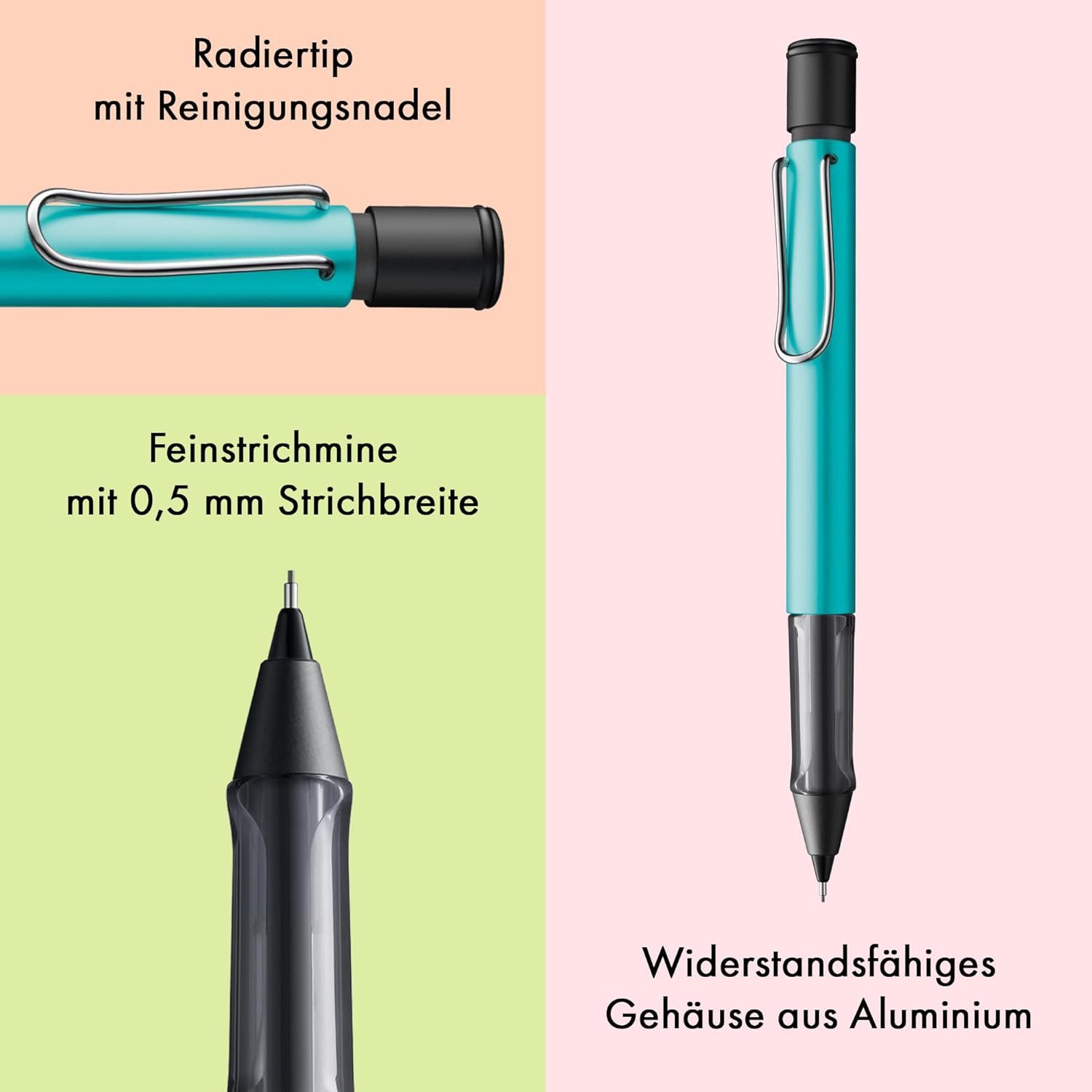 LAMY Druckbleistift LAMY Druckbleistift AL Star TURMALINE mit Mine 0,5mm und Radiergummi