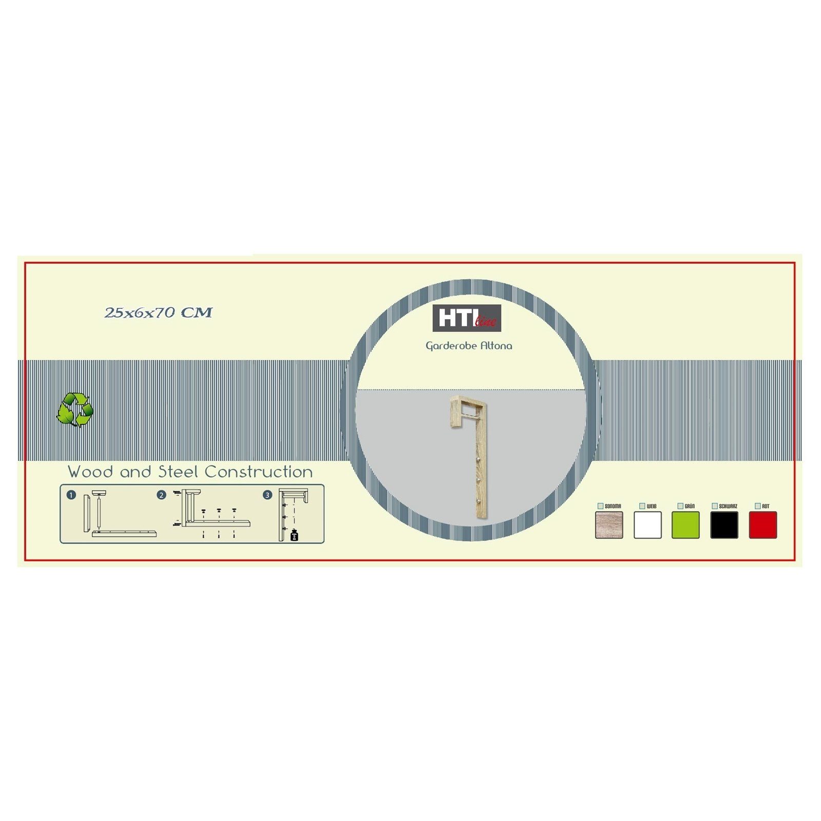 HTI-Living Garderobe Garderobenleiste Altona Sonoma (Stück, 1 St., 1 Garder günstig online kaufen