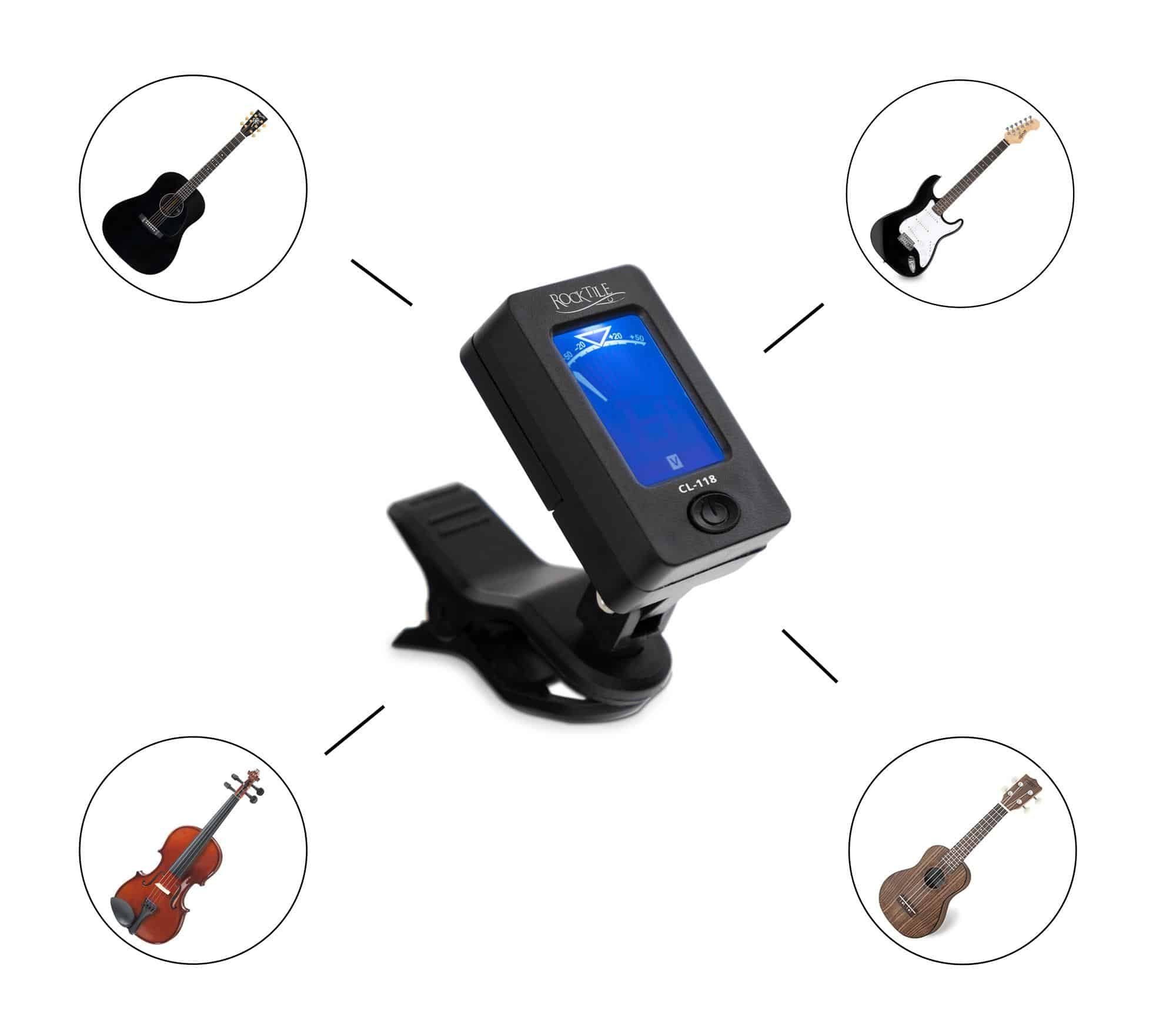 Rocktile Stimmgerät CL-118 Digital Chromatischer Clip Tuner, (1-tlg), Geeignet für Gitarre, Bass, Ukulele und Violine – Bild 2 von 5