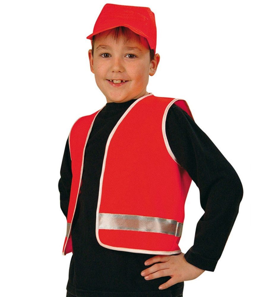 Fries Kostüm Kinder Spielweste Bauarbeiter Rot Gr. 128 oder 140 Karneval Fasching