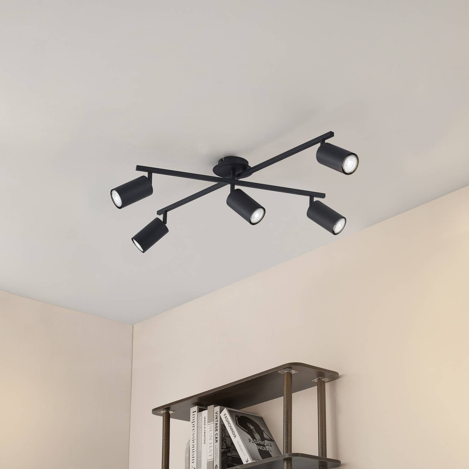 Lindby Deckenstrahler Joffrey, Metall, Schwarz IP20, 5 x 10 W LED