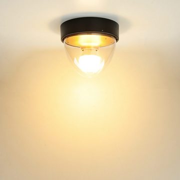 Licht-Erlebnisse Deckenleuchte MAIRA, ohne Leuchtmittel, Deckenlampe mit Bewegungsmelder IP44 Schwarz Gold rund Ø18cm E27