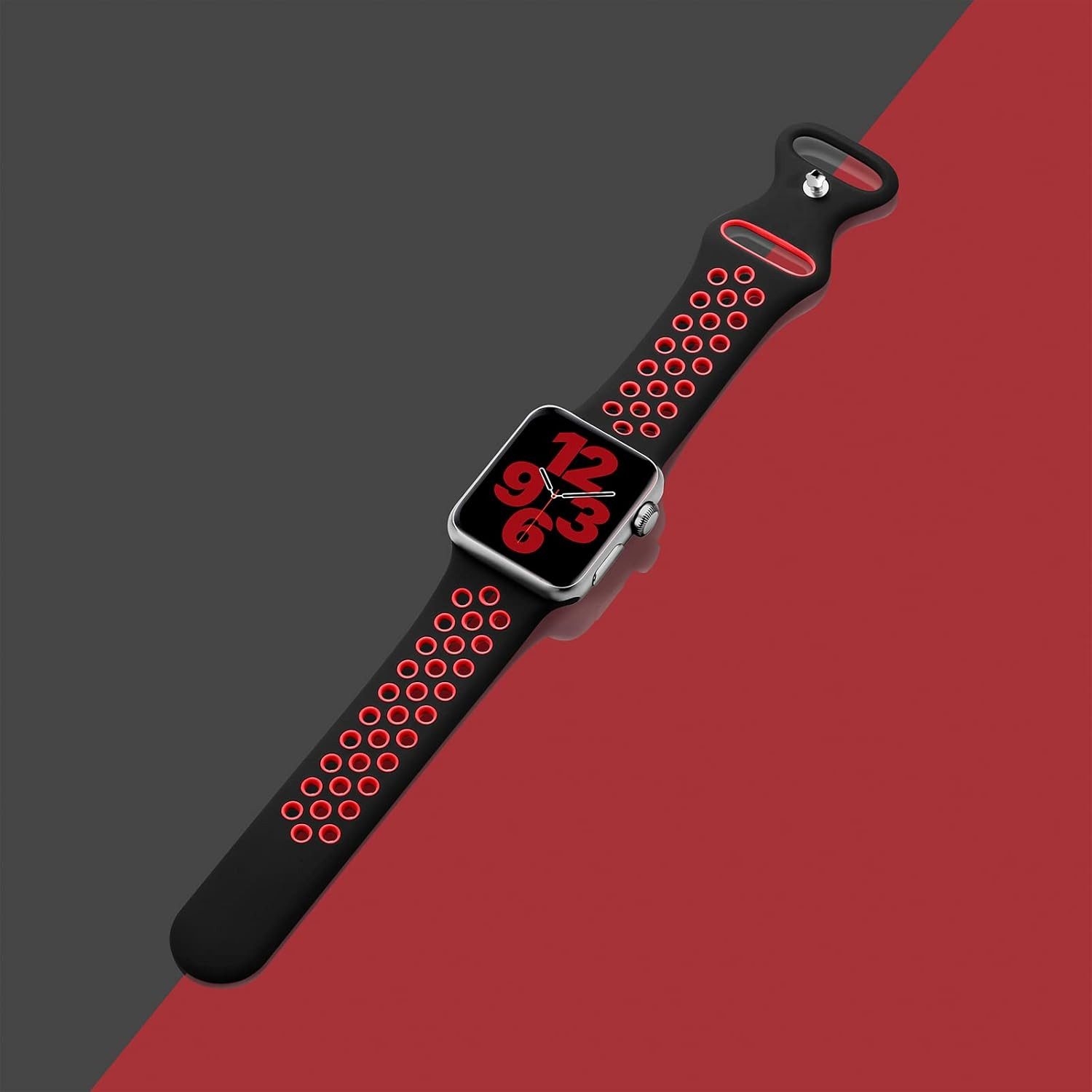Baker Smartwatch-Armband Apple Watch Armband 44mm 45mm 49mm 46mm 42mm 40mm 41mm 38mm, Silikon Doppelloch Band für iWatch Ultra SE Series 10 9 8 7 6 5 4 3 2 – Bild 3 von 4
