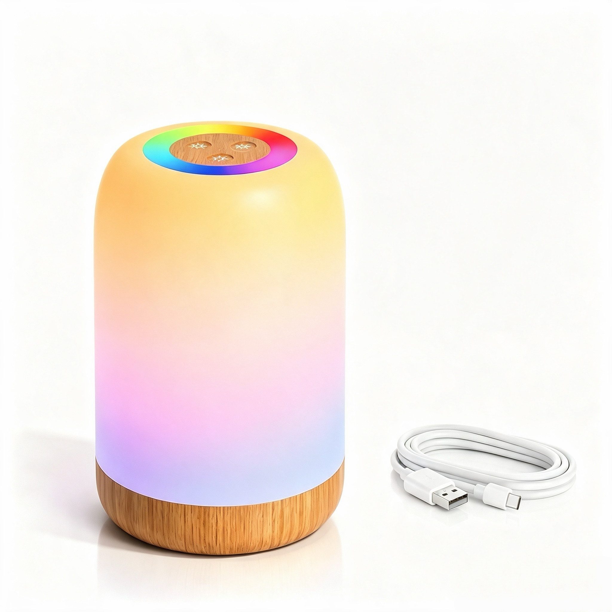 Fyrove LED Nachtlicht Ambientelicht RGB Touch Nachtlampe, Stimmungslicht Kinderzimmer, Dimmbar LED Tischlampe, USB-C Aufladbar Tragbares Nachtlicht, Geschenk für Geburtstag & Weihnachten