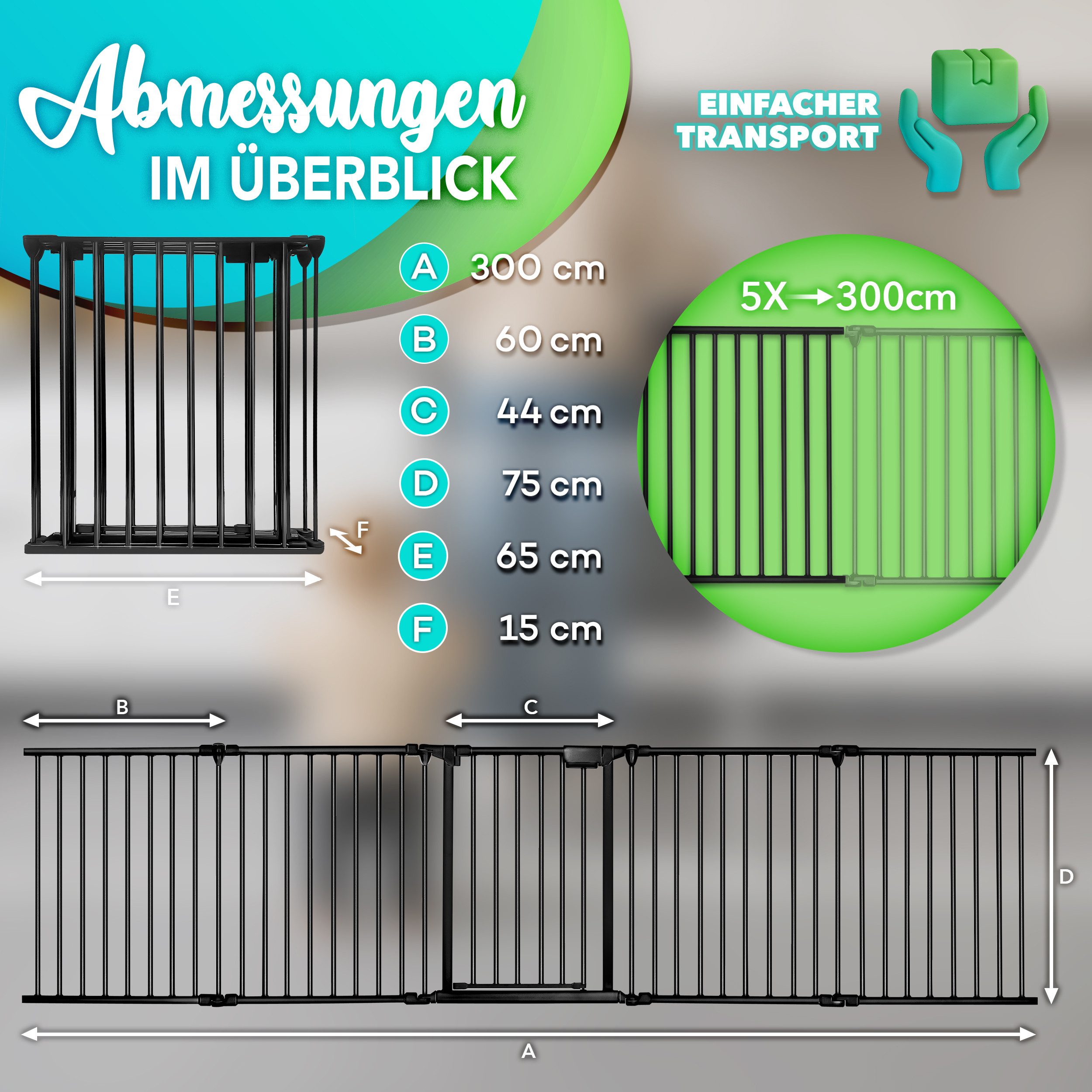 KIDUKU Ofenschutzgitter Kaminschutzgitter schwarz Baby Absperrgitter Ofenschutzgitter Laufstal, Tür
