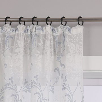 Vorhang, Joyswahl, Kräuselband (1 St), transparent, mit Klassische Vintage-Blumen, wohnzimmer