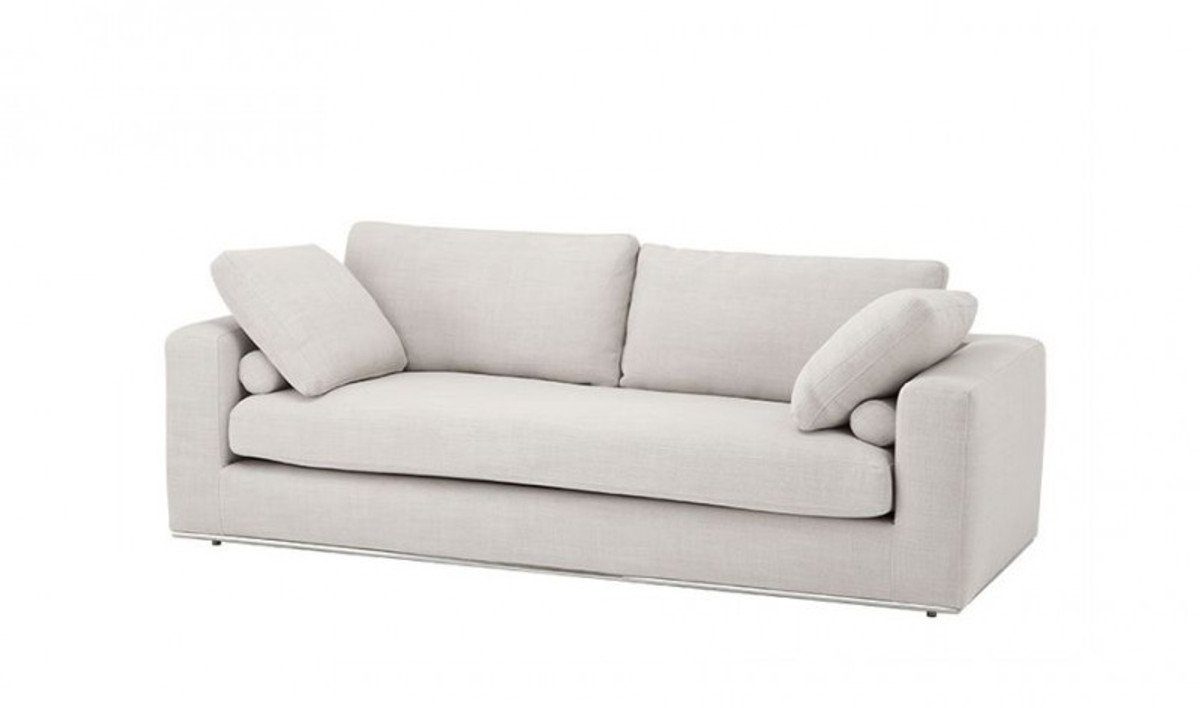 Casa Padrino Sofa Luxus Sofa mit poliertem Natural Luxus Stahl Sockel Panama Kollektion 