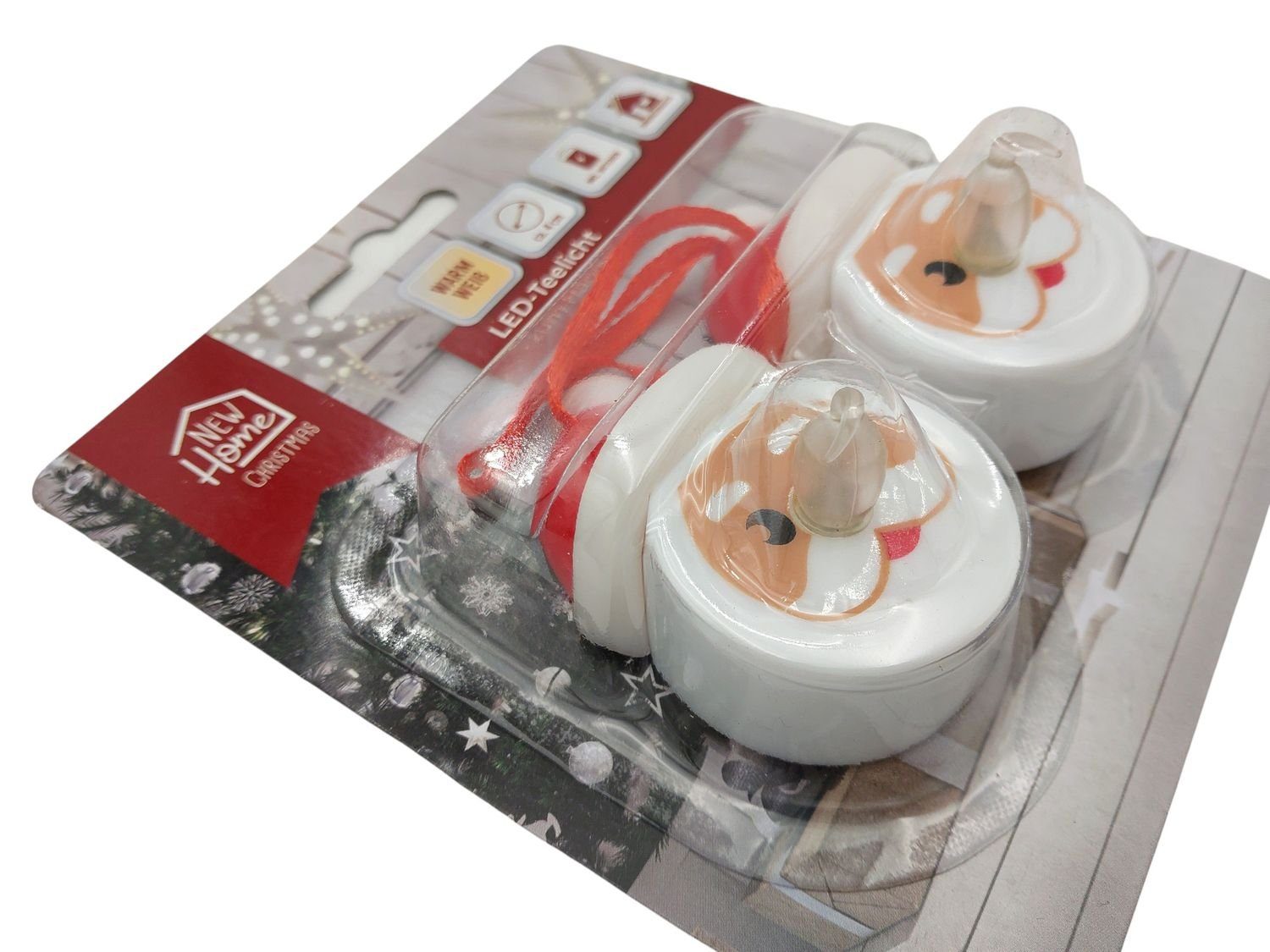 BURI Kugelleuchte LED Teelichter Weihnachtsmann 2er Set Kerzen Tisch Dekora günstig online kaufen