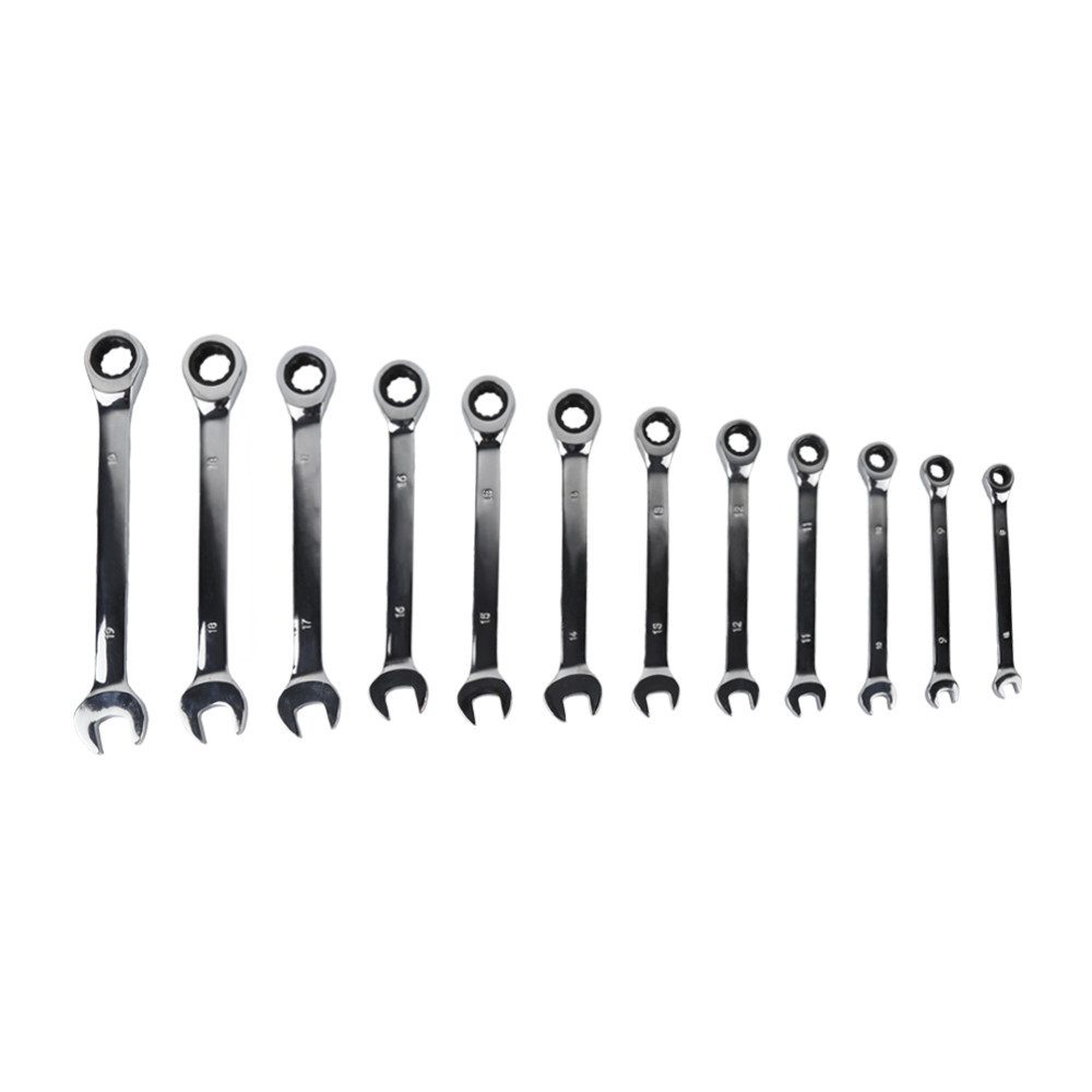 JEOBEST Ratschenringschlüssel Maulschlüssel Set, (12-Tlg.,8-19 mm, Metrisch) 72 Zähne Schraubenschlüssel Set
