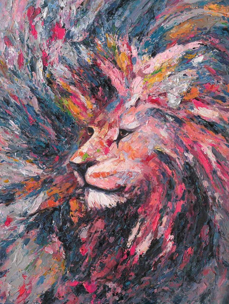 ArtUniverse Gemälde ArtUniverse Leinwandbild Abstract Lion 90 x 120 cm, Tiermotiv