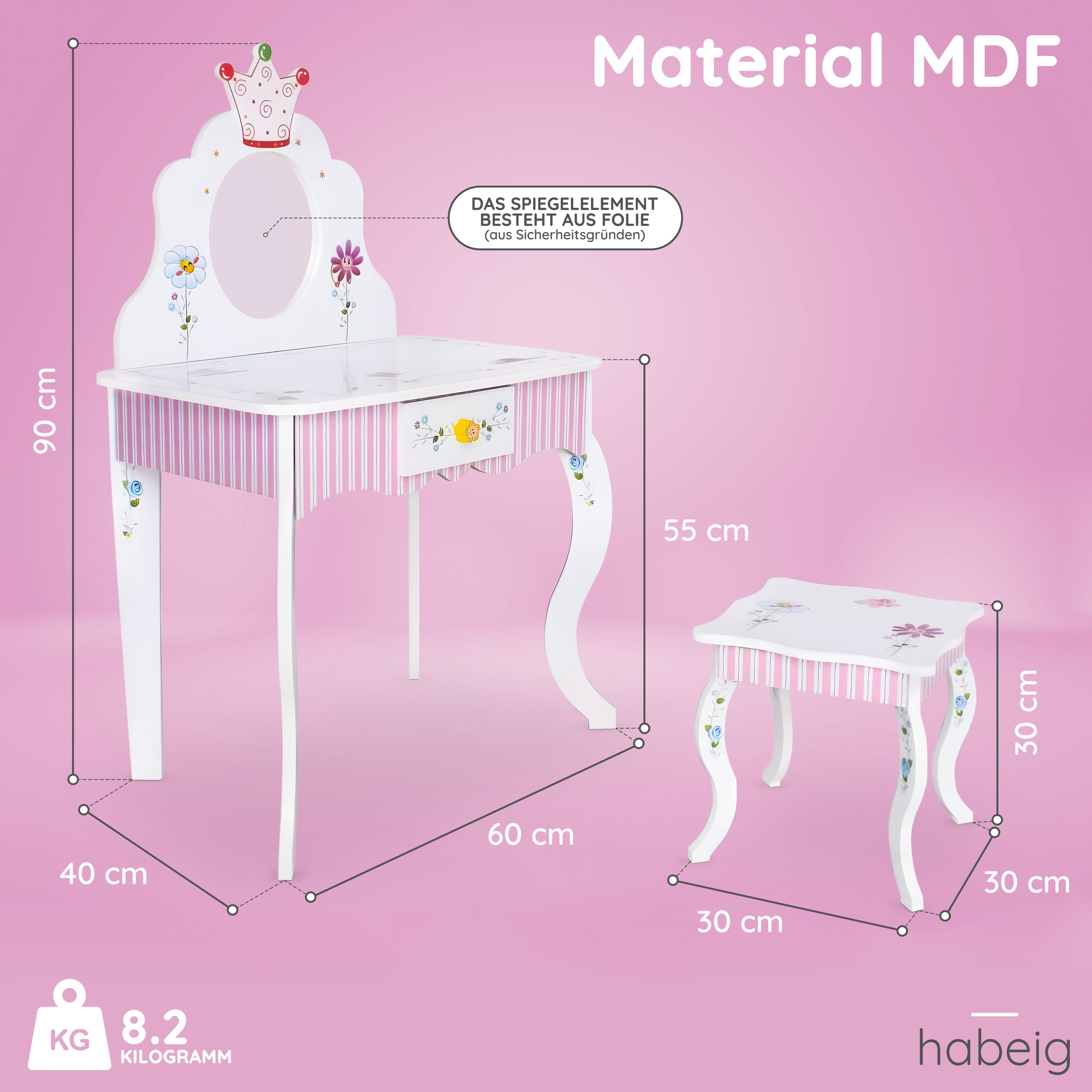 habeig Schminktisch Kinderschminktisch #988 Kindertisch Prinzessin günstig online kaufen