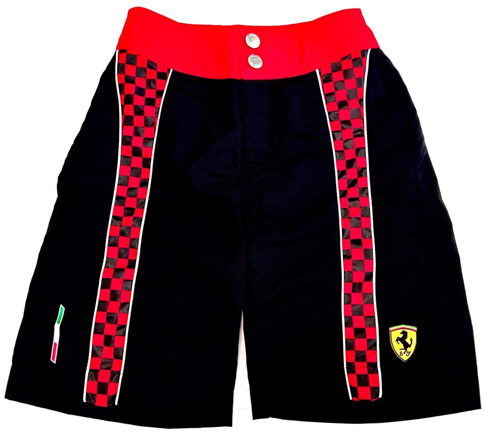 Ferrari Badehose Ferrari Swimshort, Scuderia Ferrari Kids SF Checkflag long Swimsuit für Schwimmen, Mit Ferrari Logo