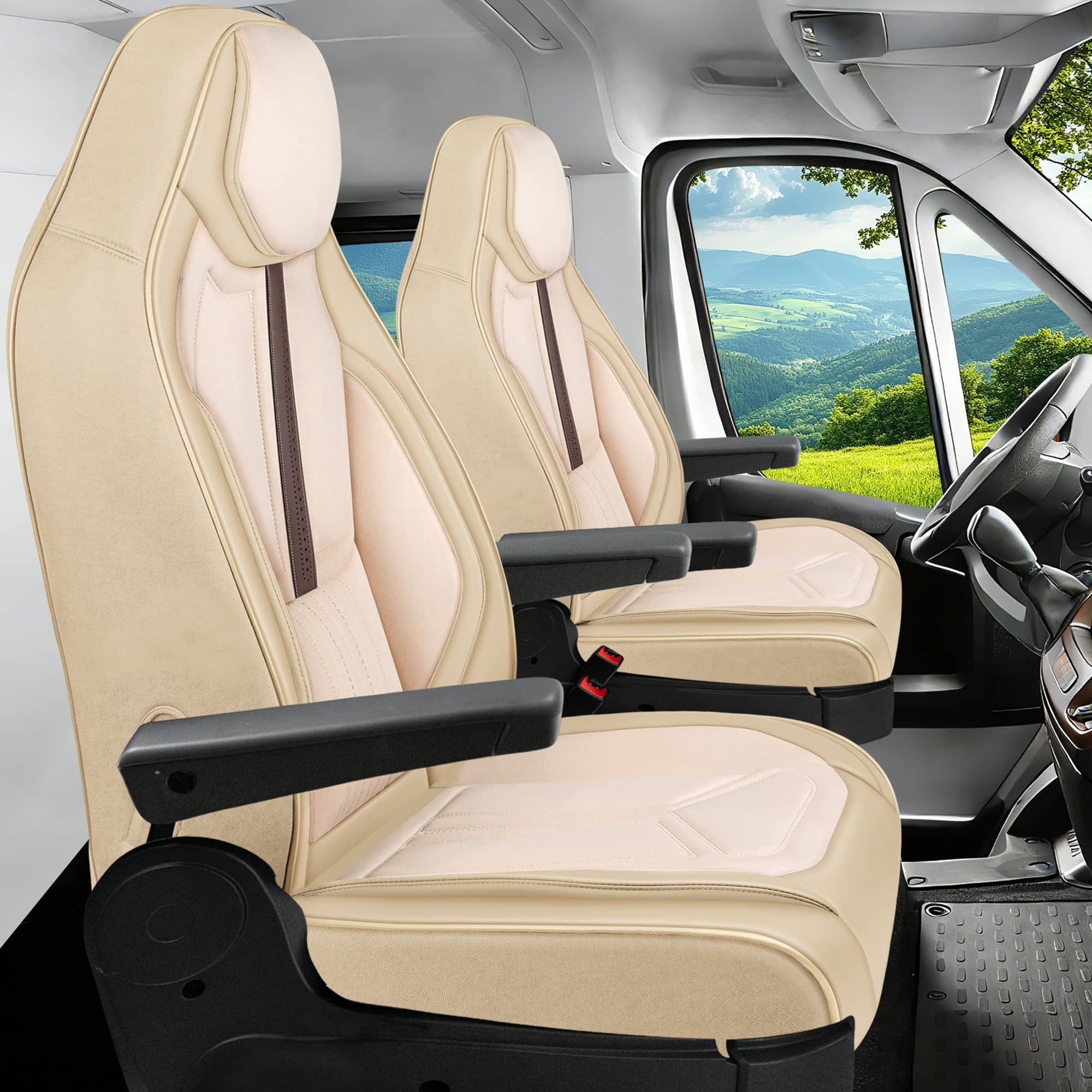 BREMER SITZBEZÜGE Autositzbezug für Chausson Twist Van V594 MAX (WDS4), Set, 2-tlg., Schonbezüge Sitzbezüge Fahrer und Beifahrer, in Beige