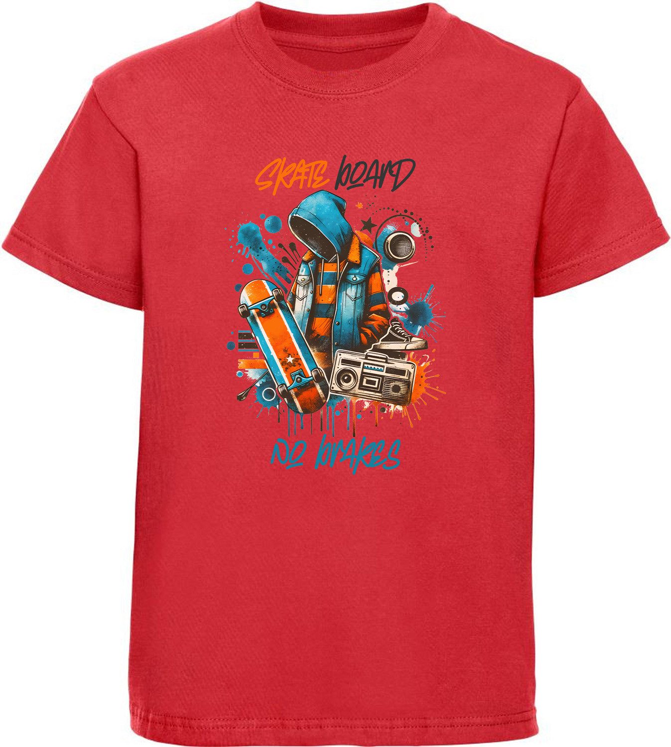 T-Shirt Kinder Print Shirt Skateboard no brakes Aufschrift