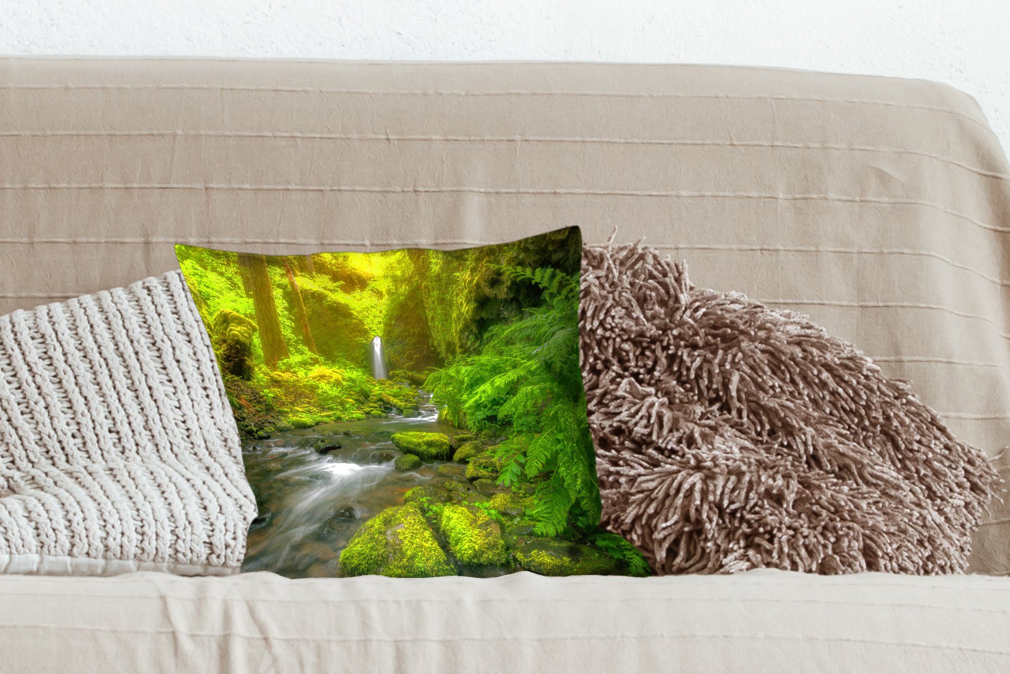 Zierkissen Sofakissen Deko, Wohzimmer, mit Dekokissen Bild MuchoWow vom Schlafzimmer, Füllung Schönes Dschungel, für