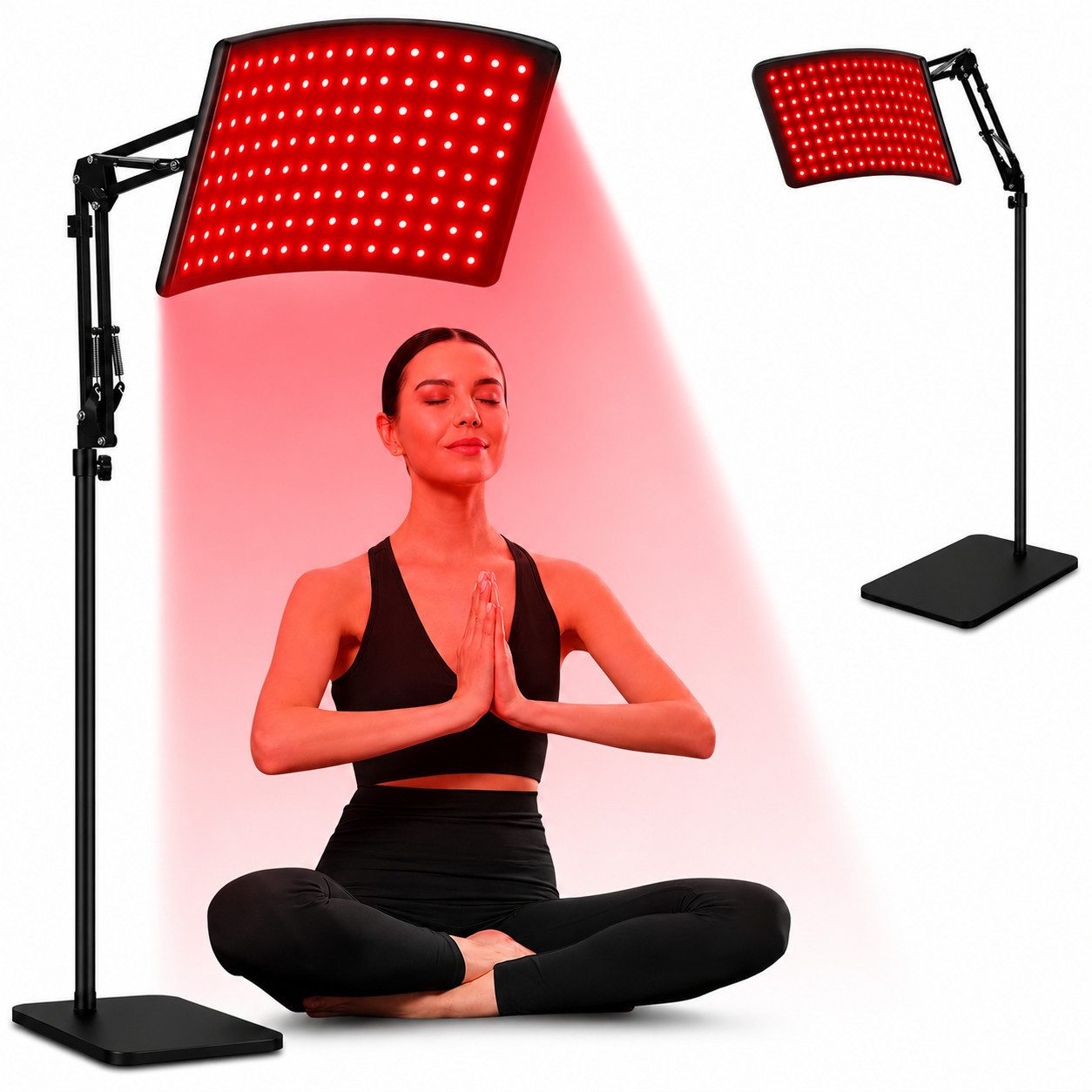 Fyrove Infrarotlampe LED-Lichtpanel, Rotlichtgerät für Gesicht und Körper, Wellness-Lichtpanel, Nahinfrarotgerät für Beauty und Zuhause, 660/850 nm, 120 Dual-Chip-LEDs, 37 × 21 cm, Standfuß, 2,8 kg
