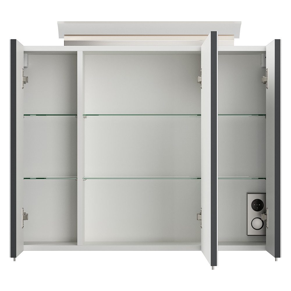 Lomadox Spiegelschrank BATLEY-02 80cm breit, grau, günstig online kaufen