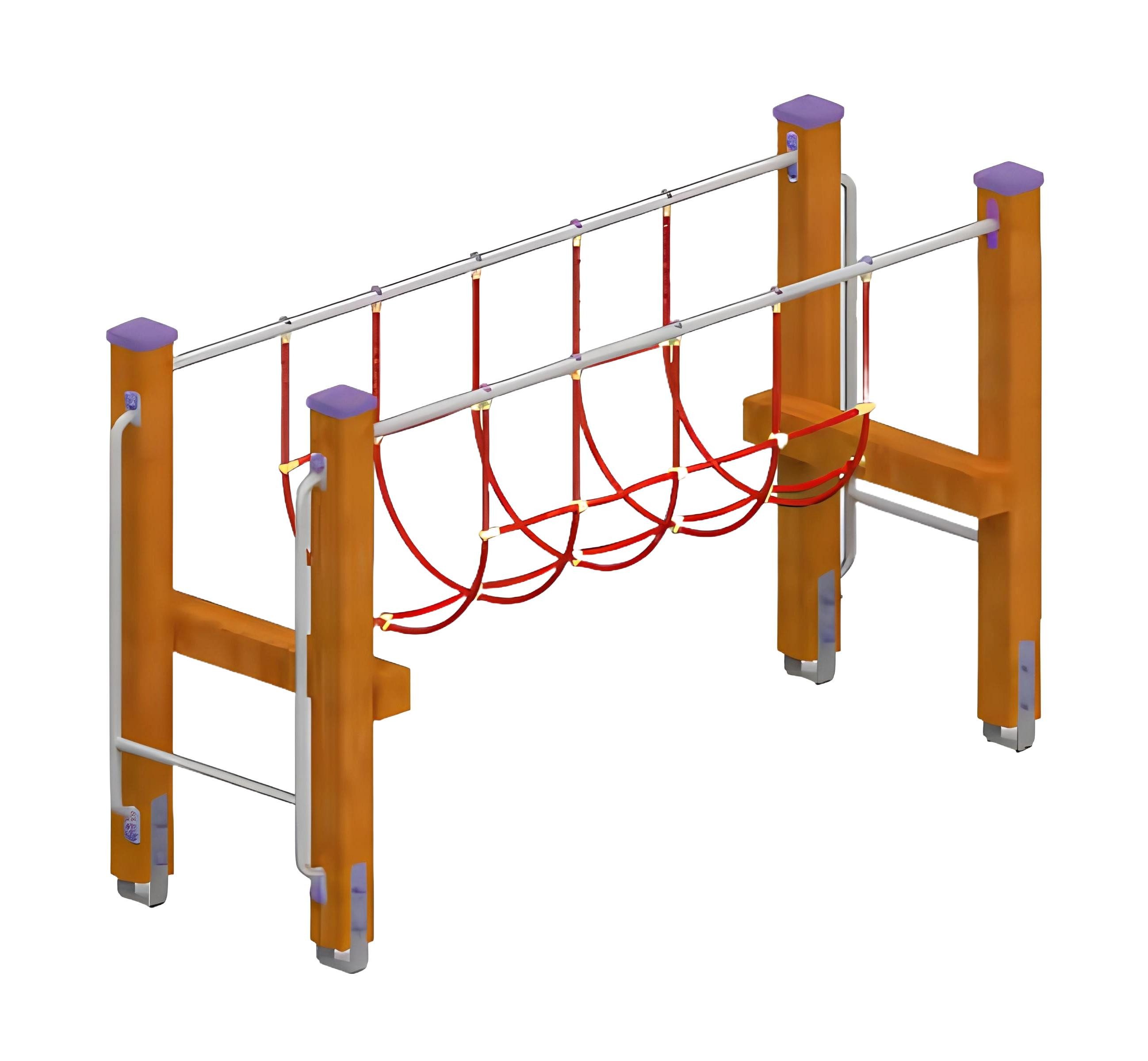Xlmoebel Klettergerüst Hängebrücke mit Schwebebalken und Balancierbrücke aus Holz, (Spielplatz), Hergestellt in Europa