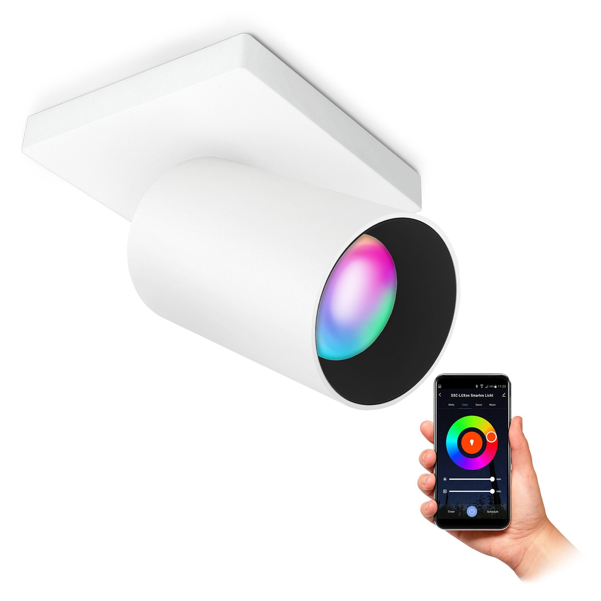 Design Lampe, SSC-LUXon WiFi mit 1-flammig Aufbauleuchte schwenkbar Spotstrahler LED RGB RGB ALVO