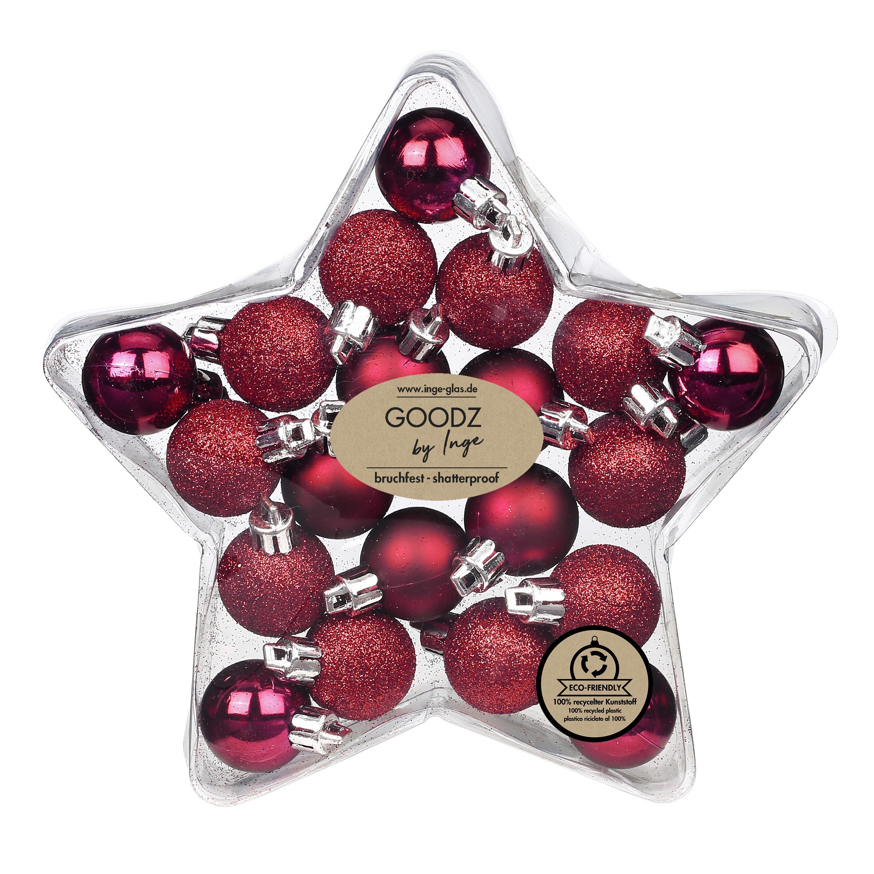 20er Weihnachtskugeln Sternbox in MAGIC 3cm Weihnachtsbaumkugel, by Kiss - Set Kunststoff Inge Berry