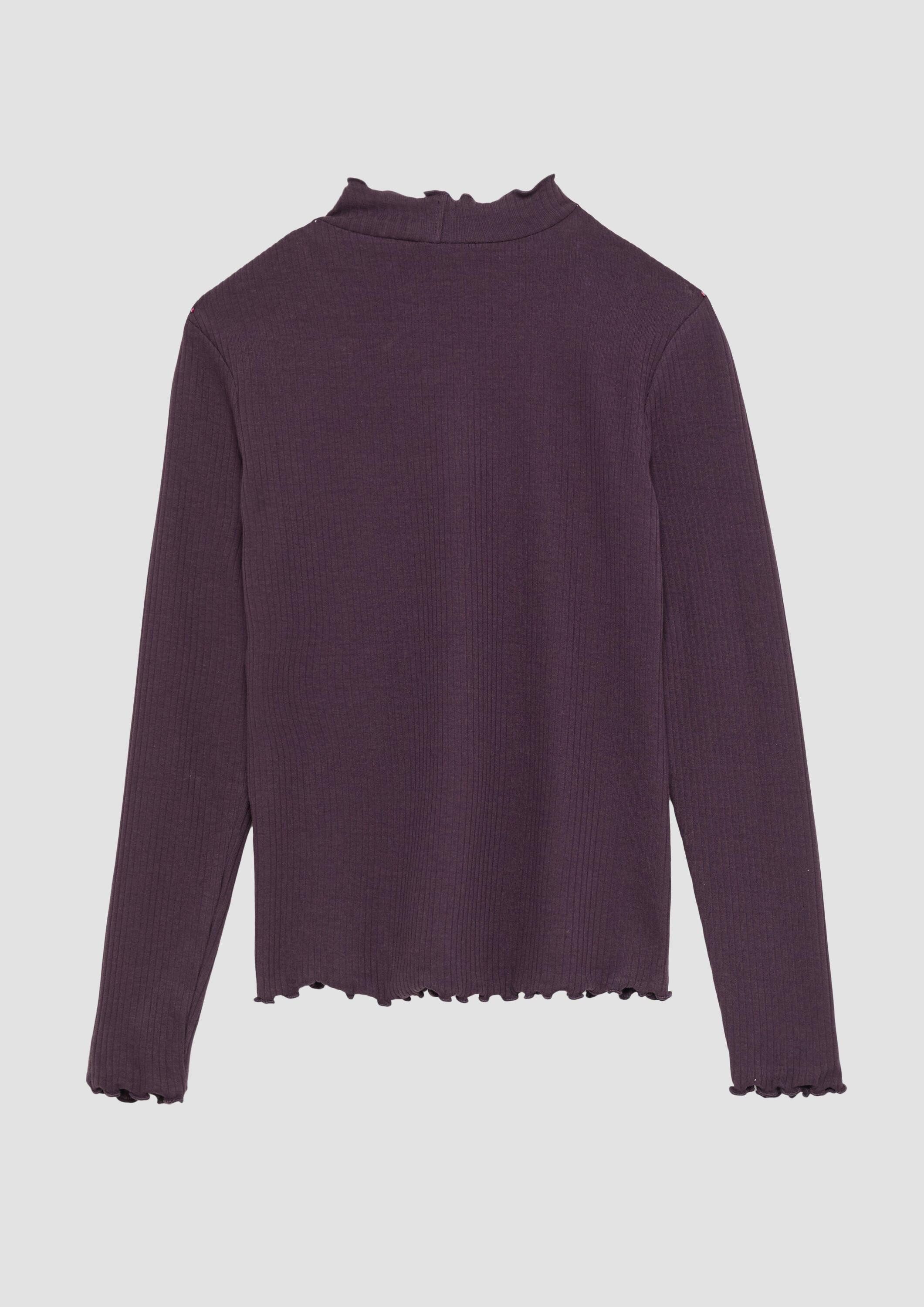 s.Oliver Langarmshirt T-Shirt Schmales Rippshirt mit Rollsaum