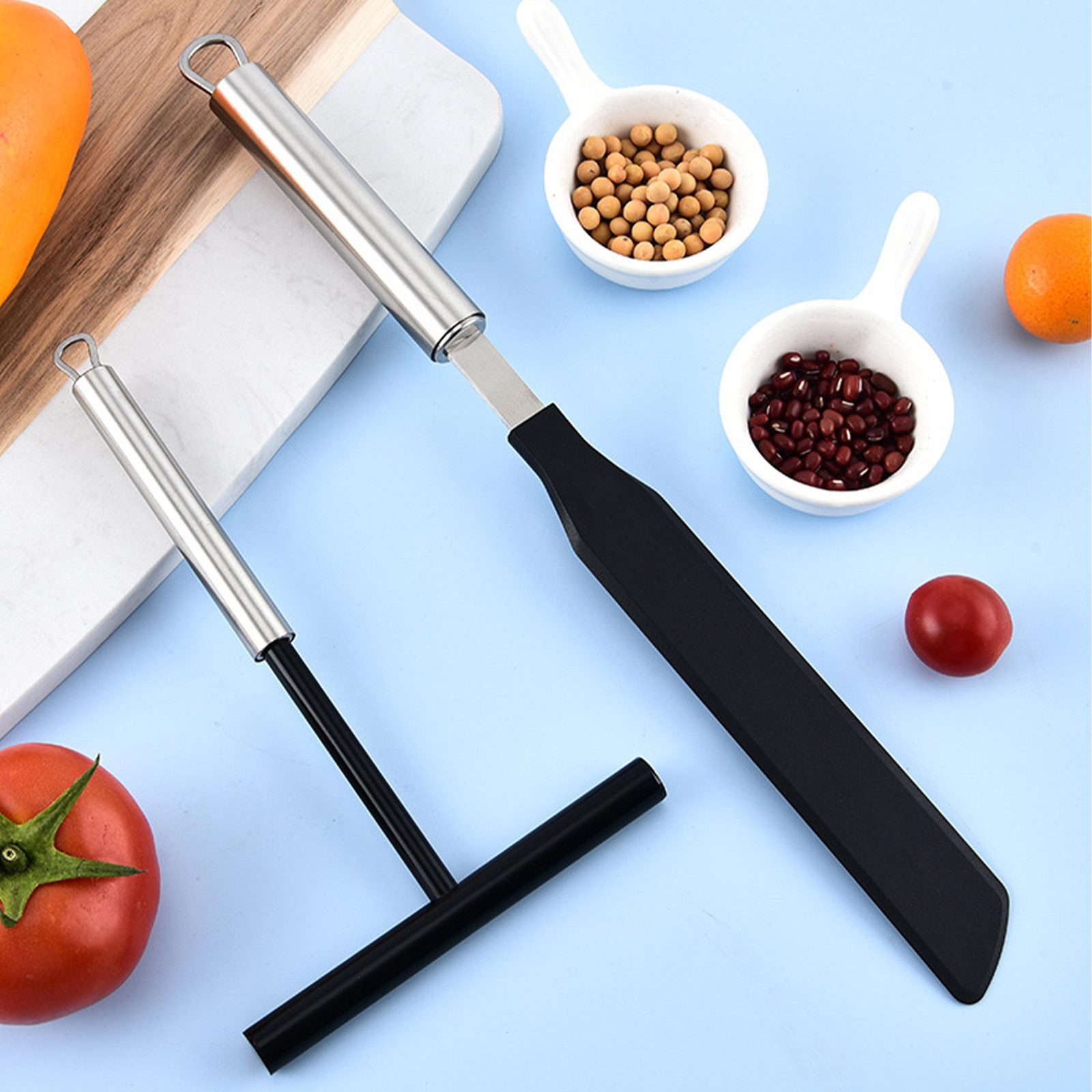 HAUSS SPOLE Crepes Verteiler Kuchenschaber mit Silikon Teigschaber Backschaber 2-teiliges Set, geeignet für Kuchen Pizza Käse Torten und mehr