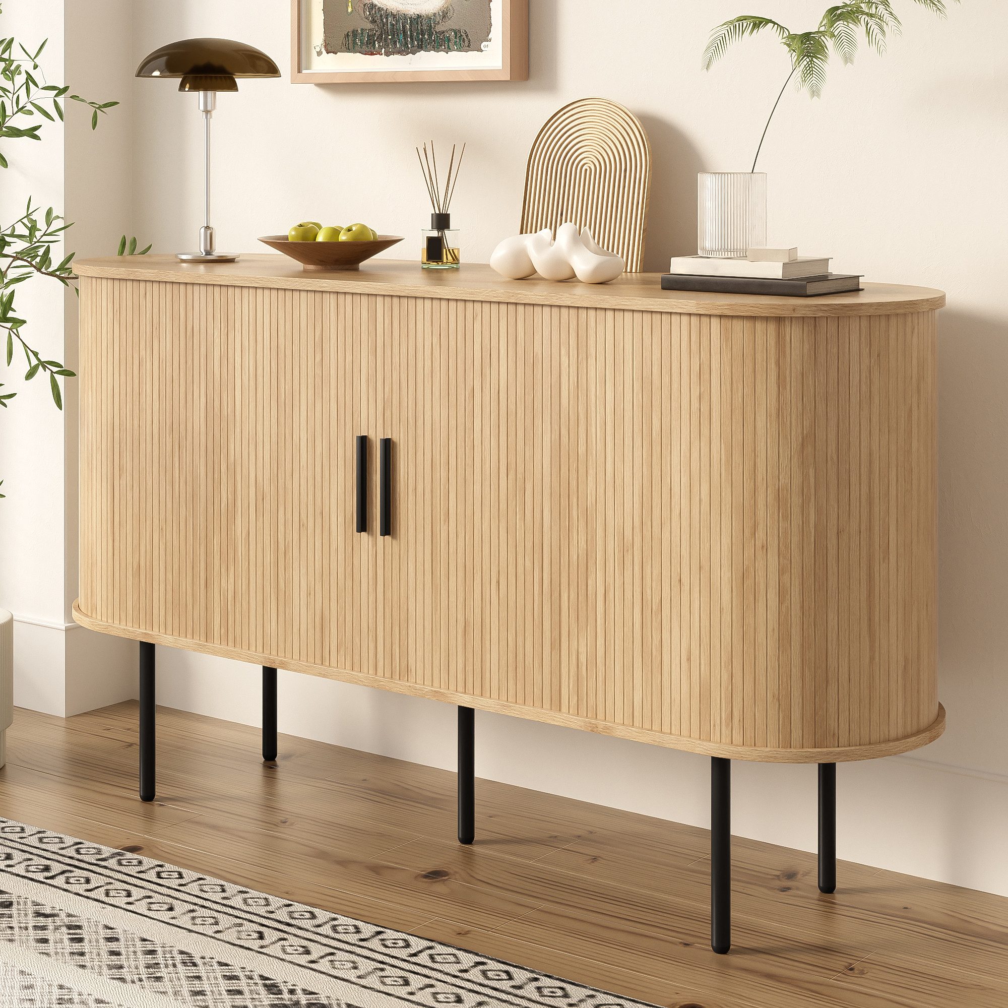 Sideboard in Holzoptik, Schrank Wohnzimmerschrank Anrichte