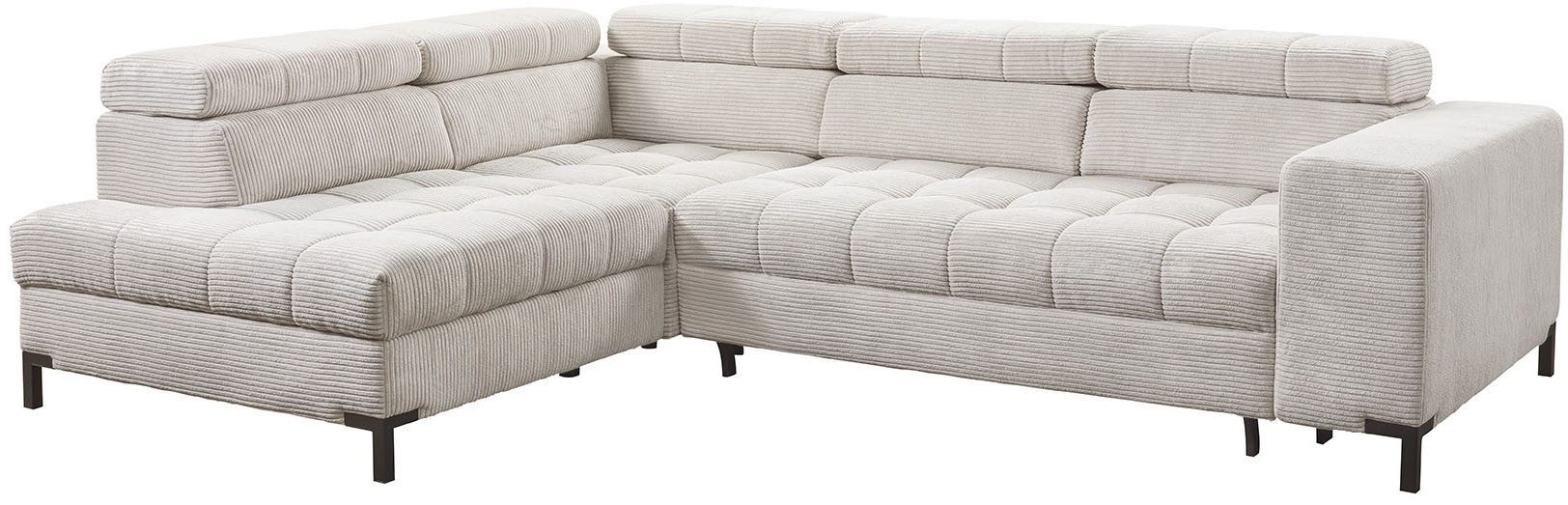 exxpo - sofa fashion Ecksofa Bocco, hochwertige Verarbeitung, toller Sitzkomfort, bequem, L-Form, wahlweise mit Bettfunktion u. Bettkasten, inkl. Kopfteilverstellung