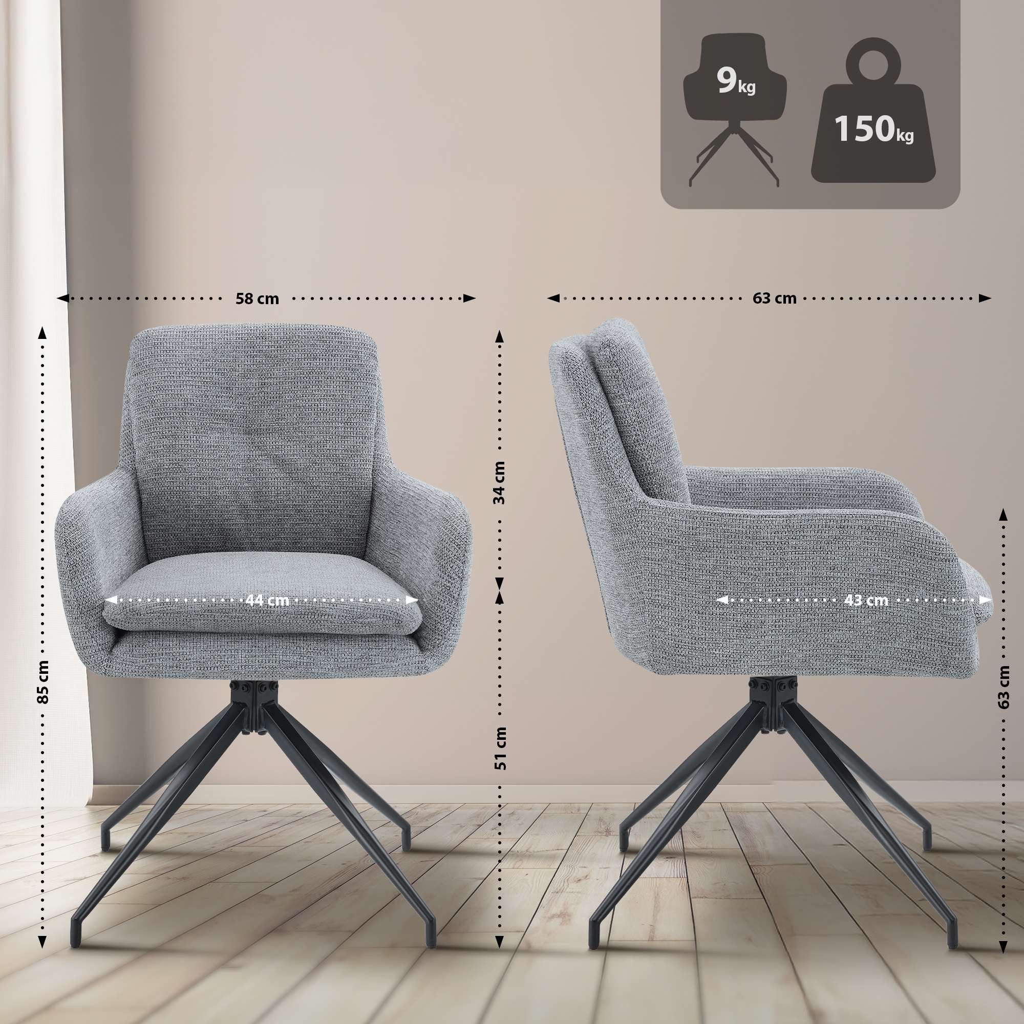 CLP Esszimmerstuhl Pickett (2er Set), Stoffbezug, günstig online kaufen