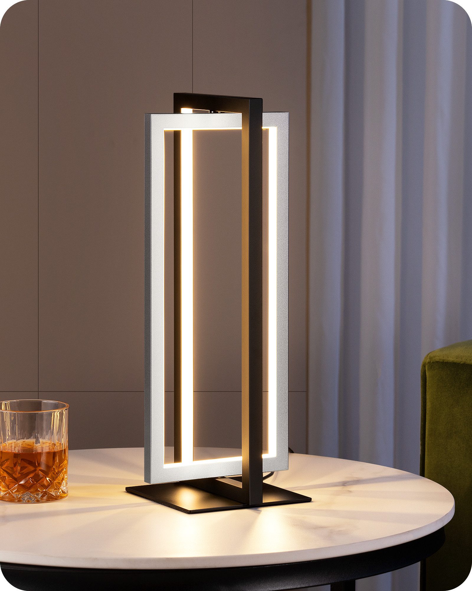 EDISHINE LED Tischleuchte Drehbare, Touch Dimmbare Nachttischlampe deko, LED fest integriert, 3 Farbtemperaturen (3000K-4500K-6000K), Industrielle Tischlampe aus Metall, für Schlafzimmer, Wohnzimmer