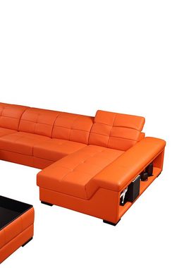 JVmoebel Ecksofa XXL Designer Wohnlandschaft Ecksofa Sofa Couch U-Form Tisch Leder