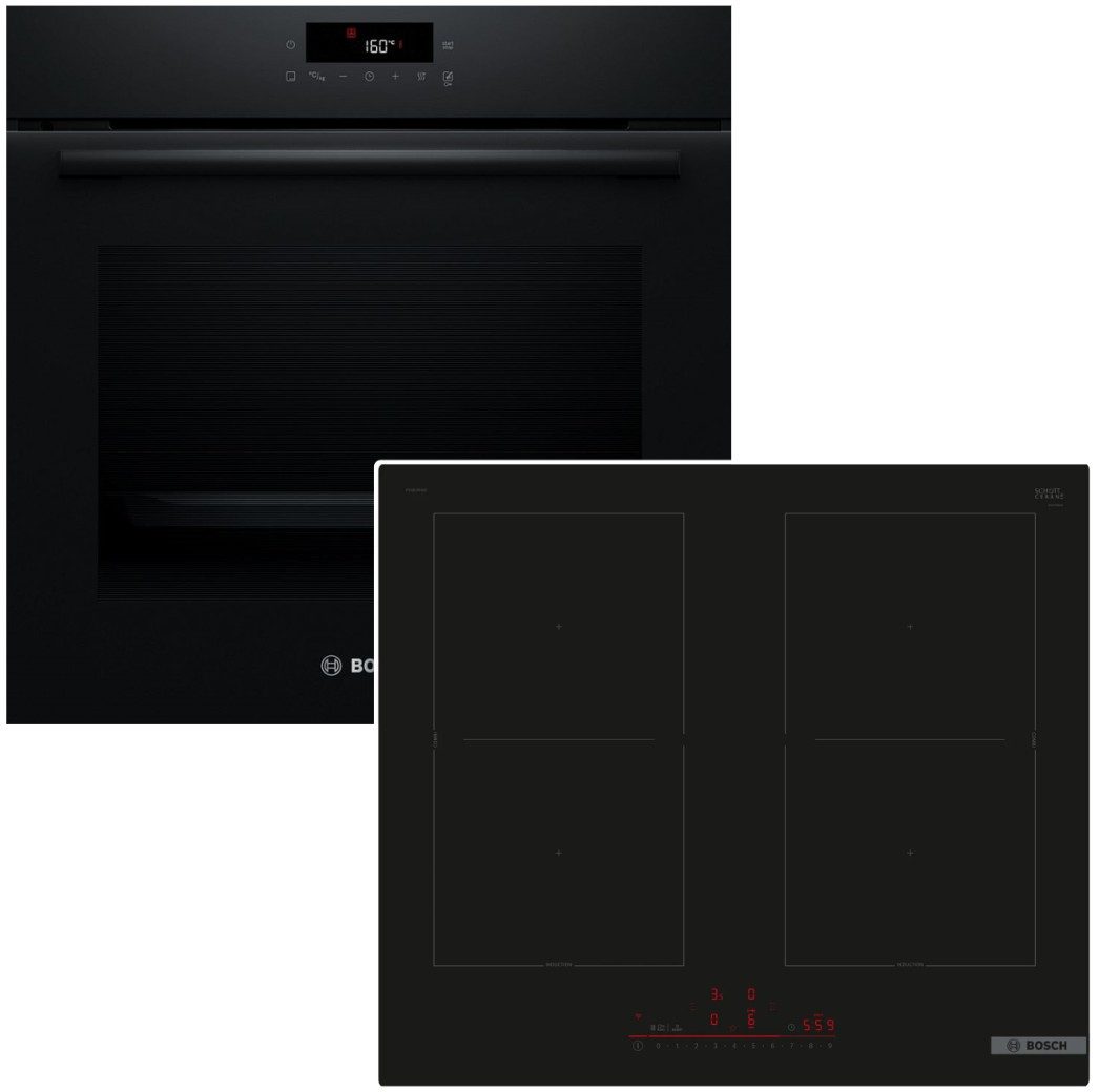 BOSCH Backofen-Set Induktionskochfeld Pyrolyse Flexzone DirectSelect HomeConnect, mit Nein, Pyrolyse-Selbstreinigung Hydrolyse