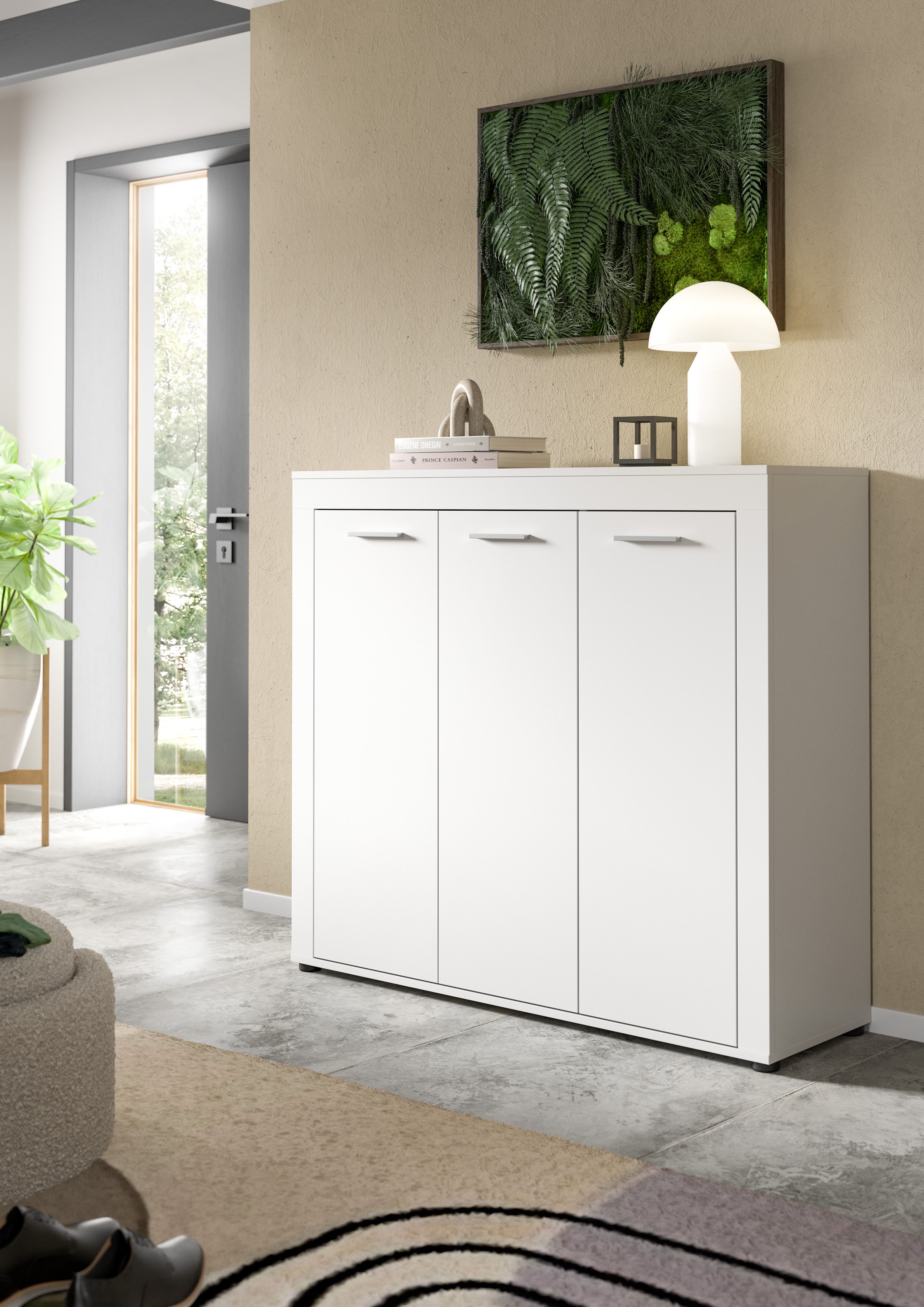 OTTO home Schuhschrank AOSTA, Höhe 108cm, 3 Türen, 10 Einlegeböden, 12 Fächer (in verschiedenen Farbausführungen erhältlich, individuell kombinierbar) Kommode, Schrank, Sideboard, Flurkommode, Anrichte, Garderobenschrank