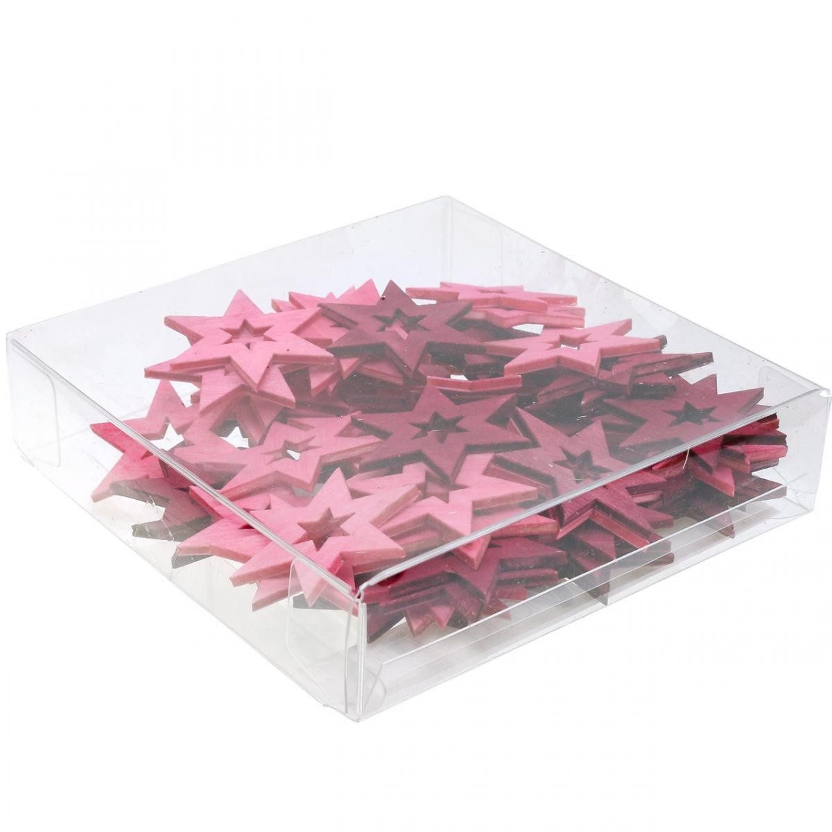 Florists Products Weihnachtsmann Holzsterne Streudeko Weihnachten 72 Stk Lila Rosa 4cm, 72 Stück