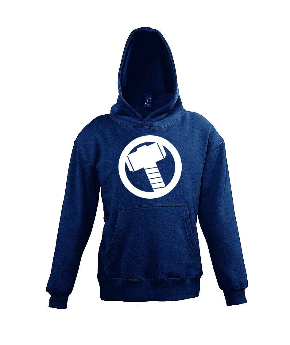 trendigem Superhelden Youth Hammer Pullover Motiv Kapuzenpullover Hoodie mit Navy Thor Kinder Designz