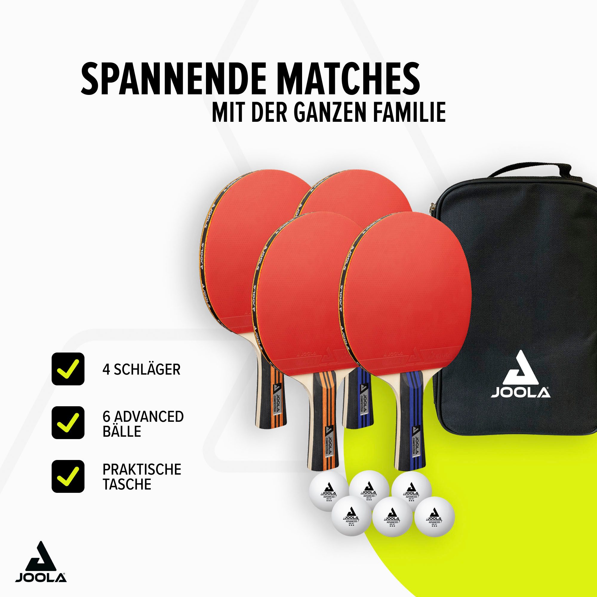 Joola Tischtennisschläger TT-Set Family Advanced (Set, mit Bällen, mit Schlägerhülle)