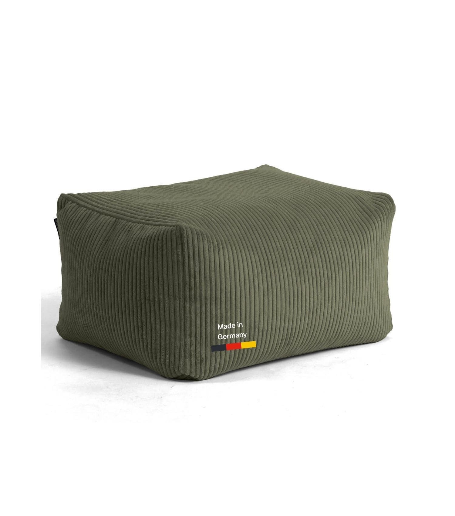mokebo Pouf Cord Pouf 'Block' Hocker (aus Cordstoff), Made in Germany, Sitz-Hocker, Bodenkissen, Fußhocker eckig in Grün – Bild 2 von 5