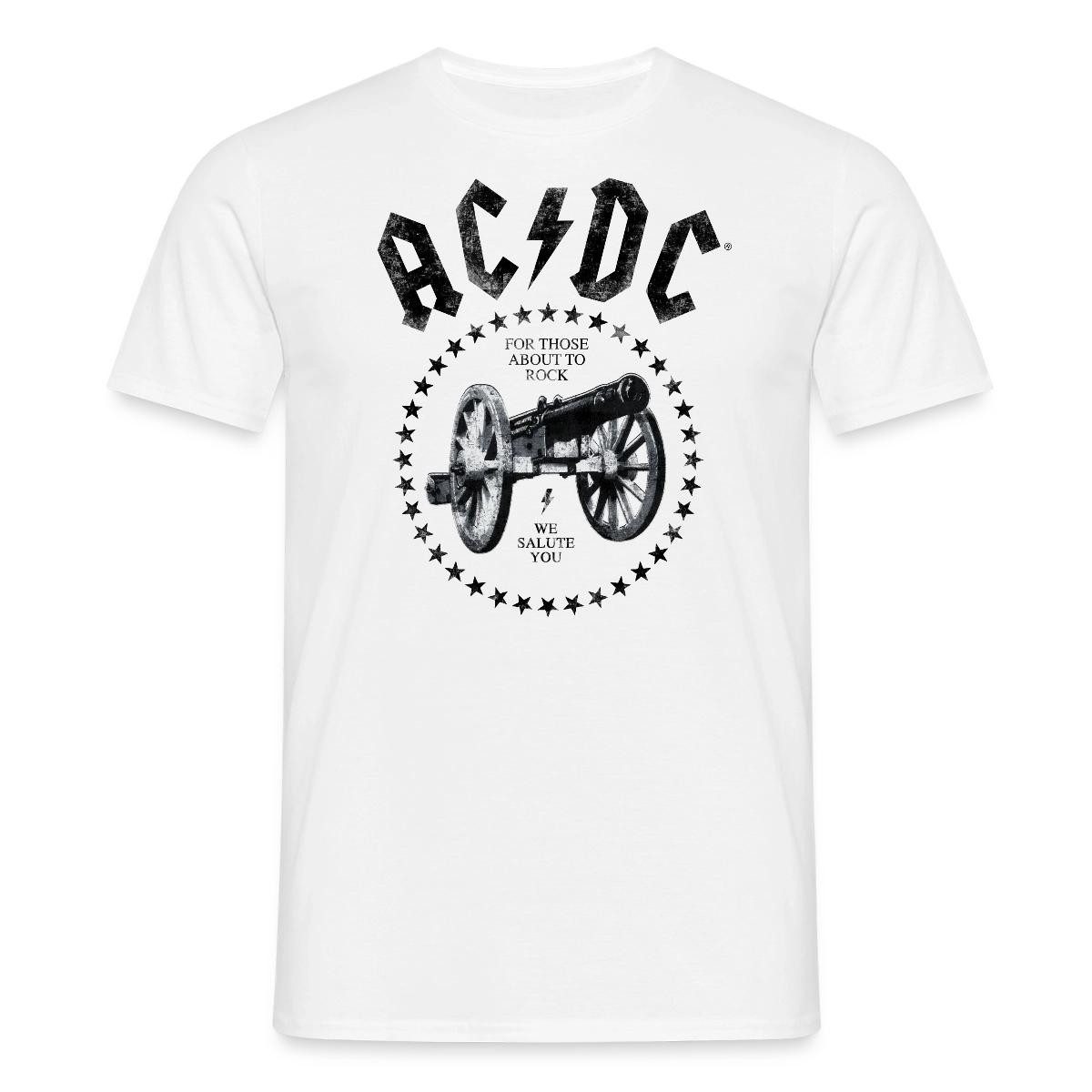 Spreadshirt T-Shirt AC/DC For Those About To Rock Logo Mit Kanone Männer T-Shirt (1-tlg)