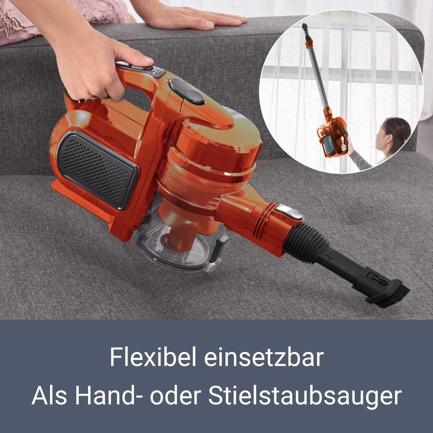 Juskys Akku-Handstaubsauger VAC100 Pro, 150 und W, Grobfilter HEPA-Filter, Gold Staubbehälter