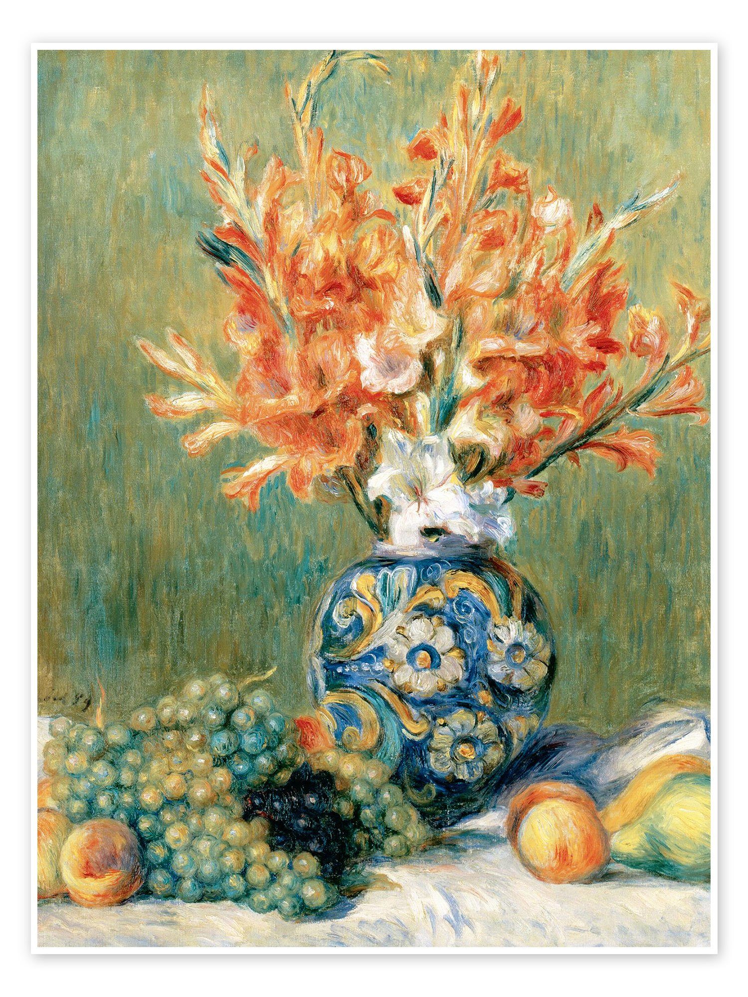 Posterlounge Poster Pierre-Auguste Renoir, Stillleben mit Obst und Blumen, Malerei