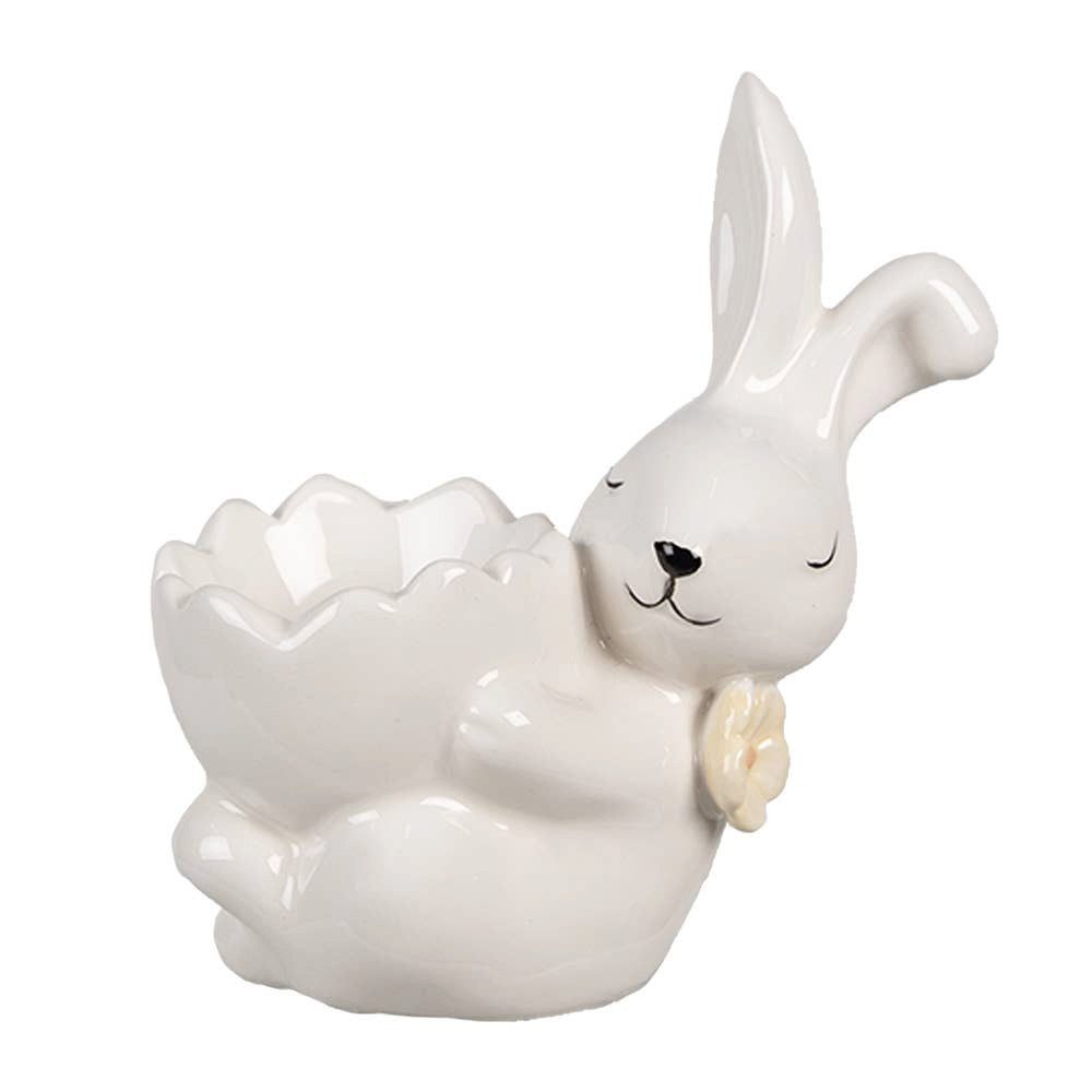 Clayre & Eef Eierbecher Eierbecher Hase 11 cm weißer vintage Deko für Ostern